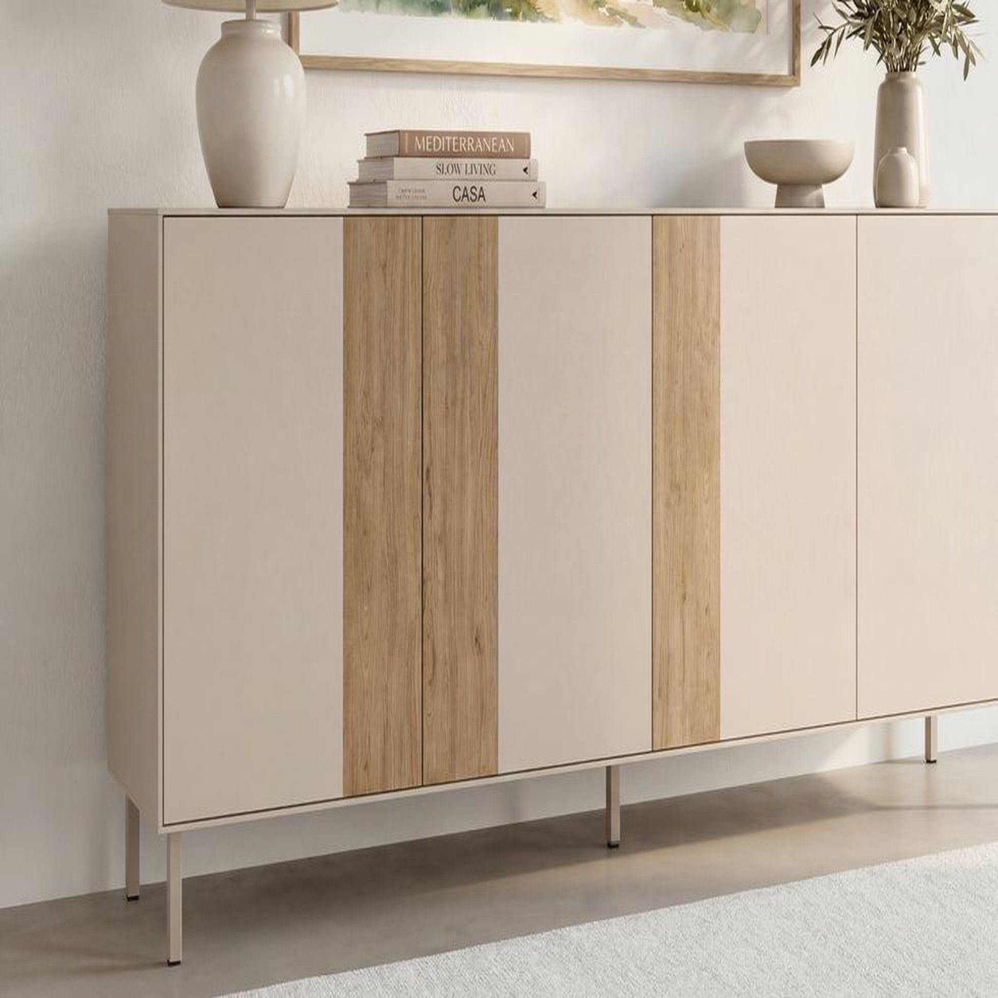 Voir la diapositive 3 : CASANOVA PARIS ELDIO - Buffet 180cm en mélamine Beige