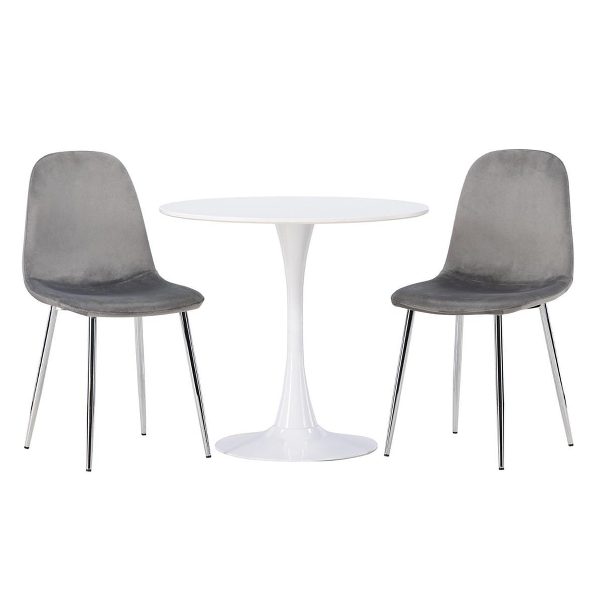 Paris Prix Ensemble table à manger & 2 chaises  hamden & eva  80cm blanc & gris clair