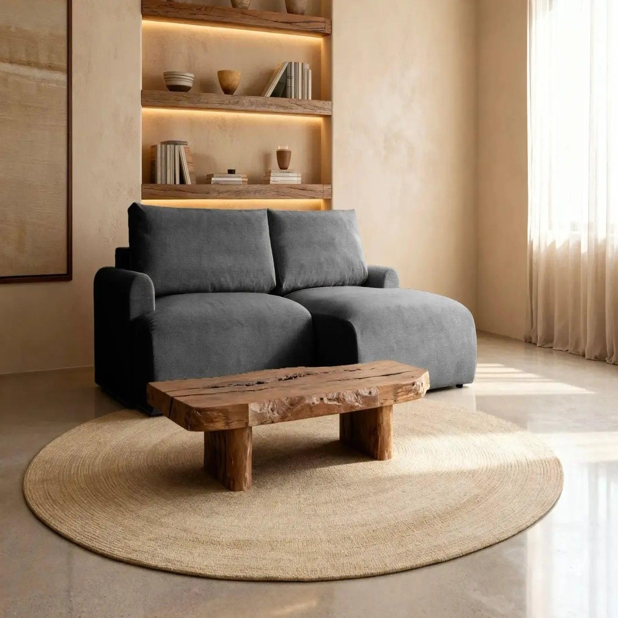 Voir la diapositive 5 : CASANOVA PARIS Raphaelle - canapé d'angle convertible tissu lisse 4 places droit