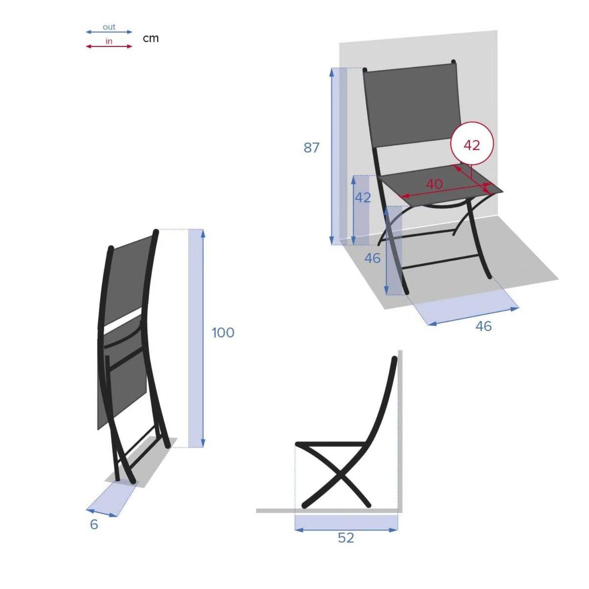 Voir la diapositive 3 : TOILINUX Lot de 4 Chaises de jardin pliables Modula