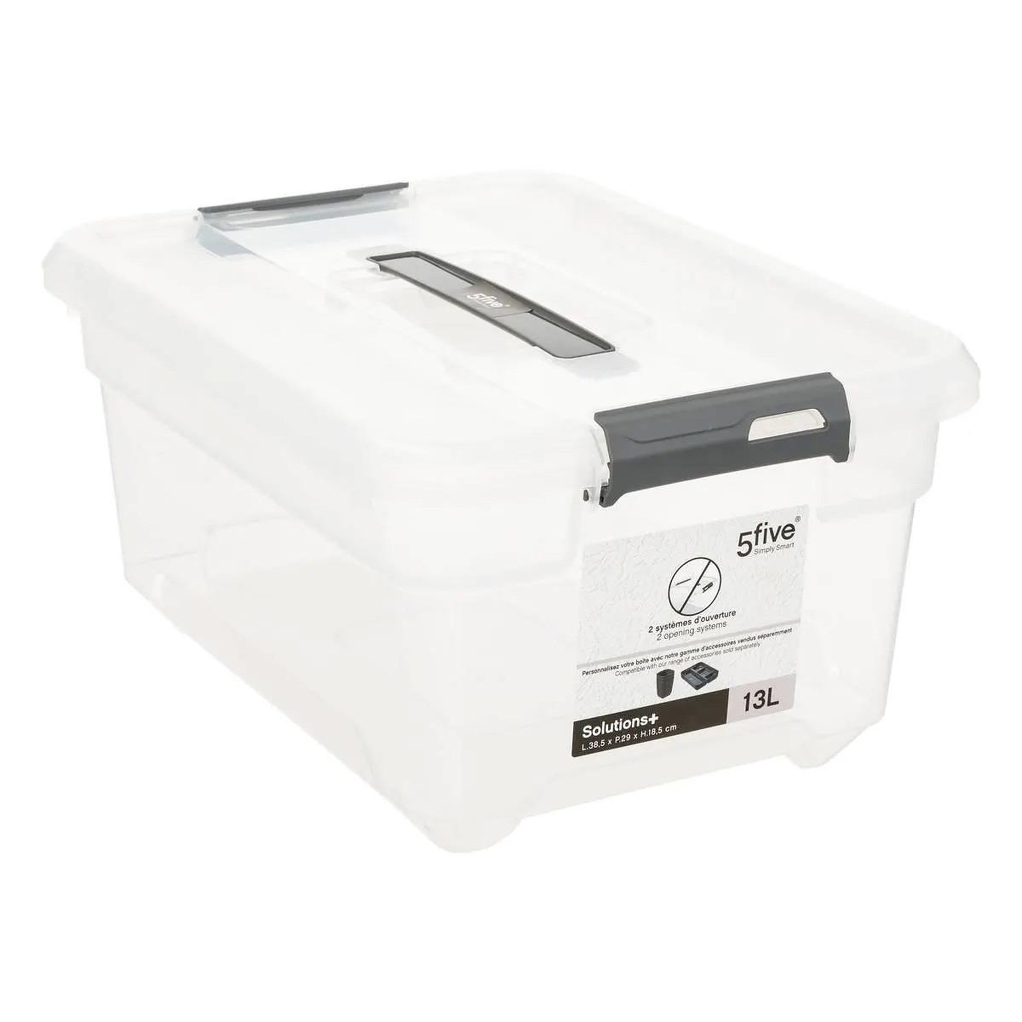 Voir la diapositive 2 : FIVE Boîte de rangement  solutions  13l transparent