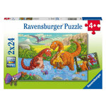 RAVENSBURGER Ravensburger - Jigsaw puzzle Playing Dinos, 2x24 pcs. 050307
