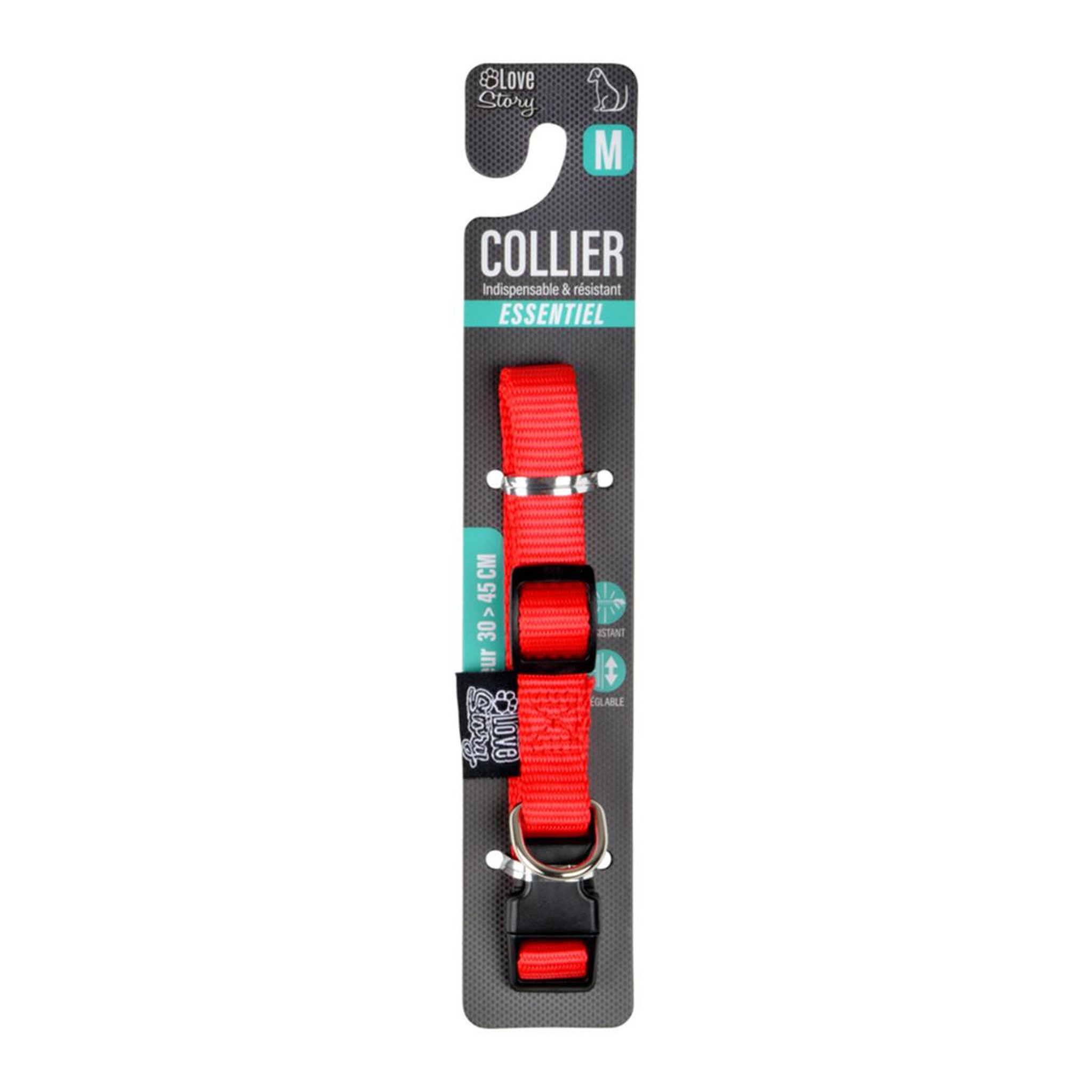 Voir la diapositive 2 : LOVE STORY Collier réglable chien  essentiel  30-45cm rouge