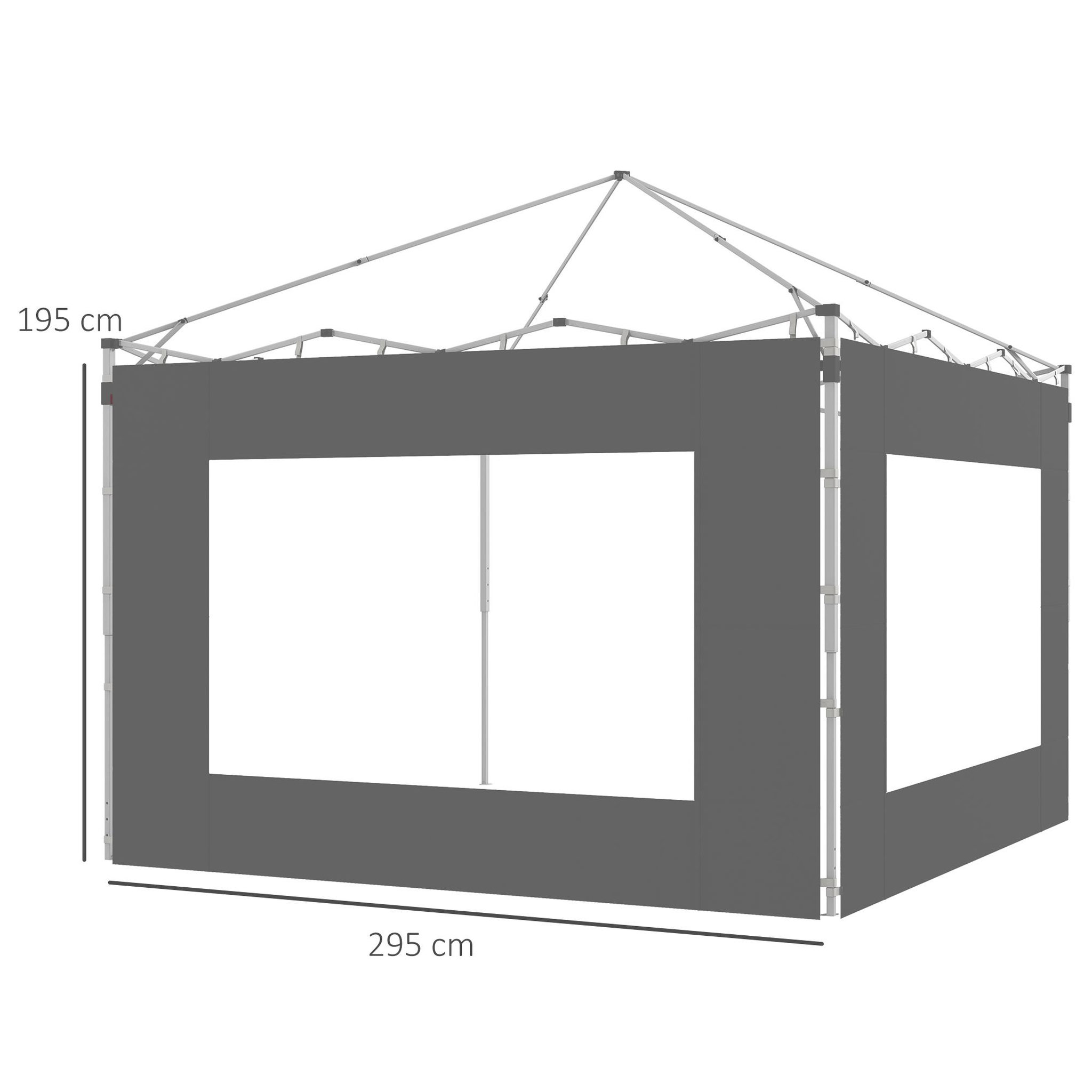Voir la diapositive 3 : OUTSUNNY Lot de 2 panneaux latéraux barnum tonnelle 6x3 m ou 3x3 m oxford gris