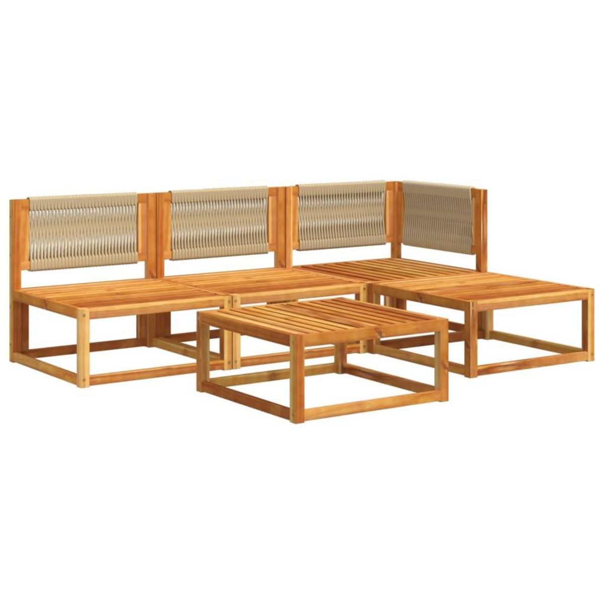 VIDAXL Salon de jardin avec coussins 5 pcs Bois d'acacia solide