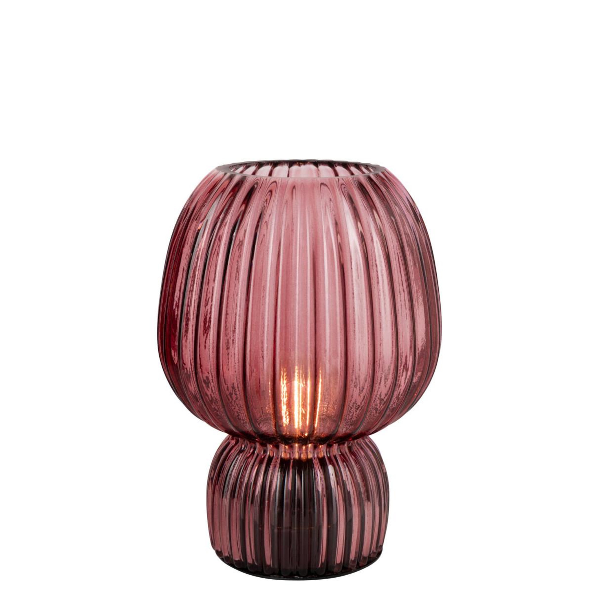Voir la diapositive 2 : J-LINE Lampe à poser sans fil en verre  aura  21cm bordeaux