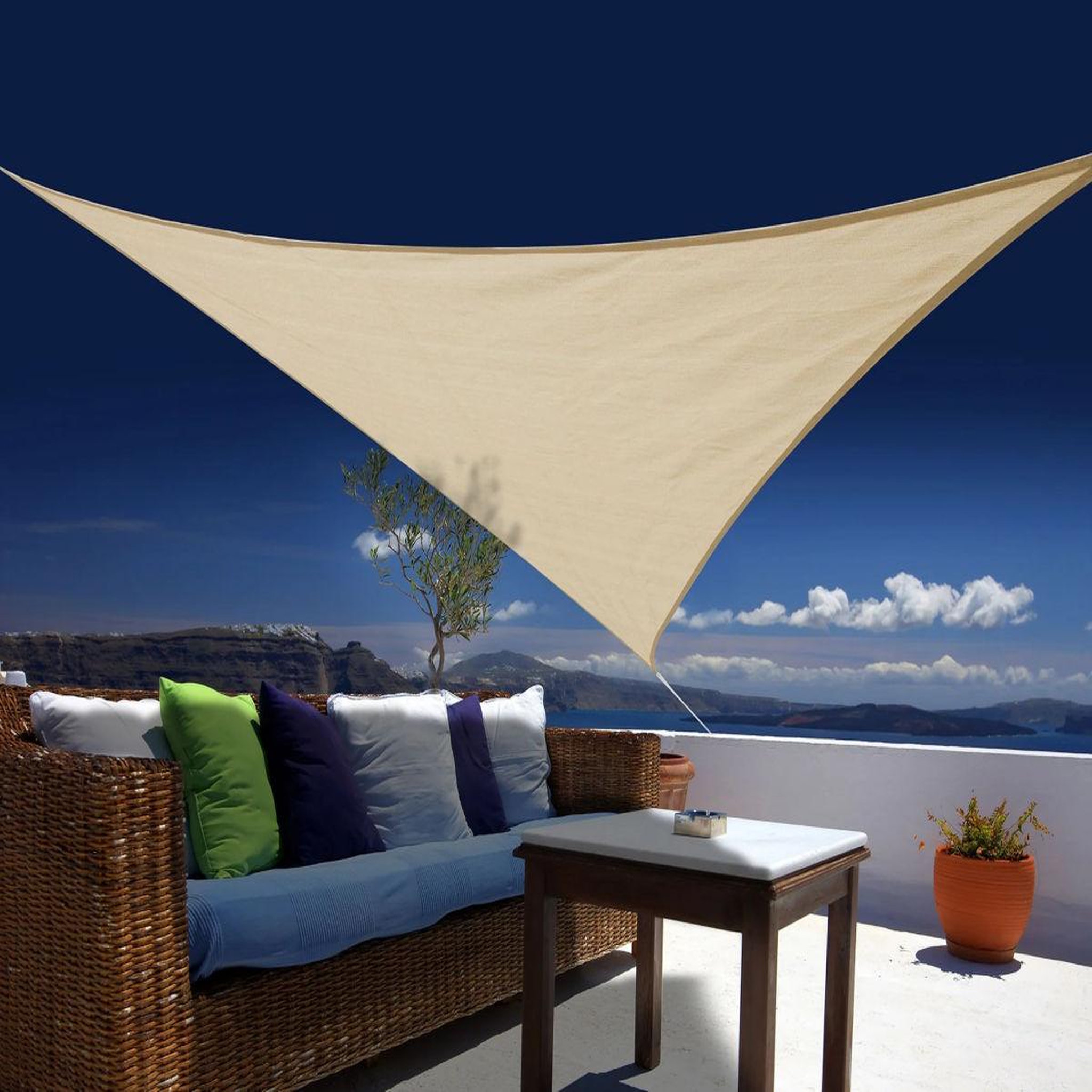 Jardiline Voile d'ombrage triangulaire 5 x 5 x 5 m - austral - sable - jardiline