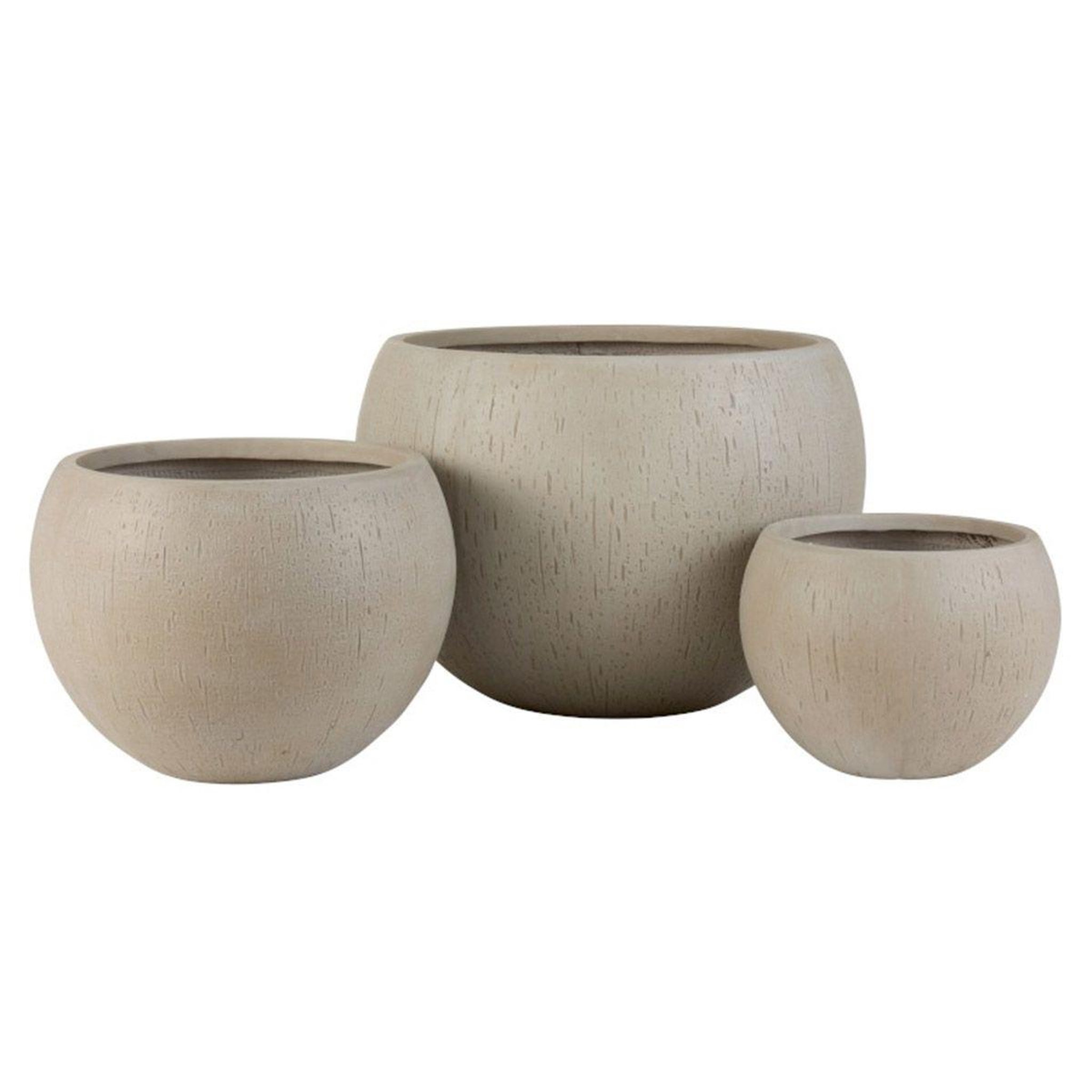 J-LINE Lot de 3 Cache-Pots Design  Argile  55cm Beige