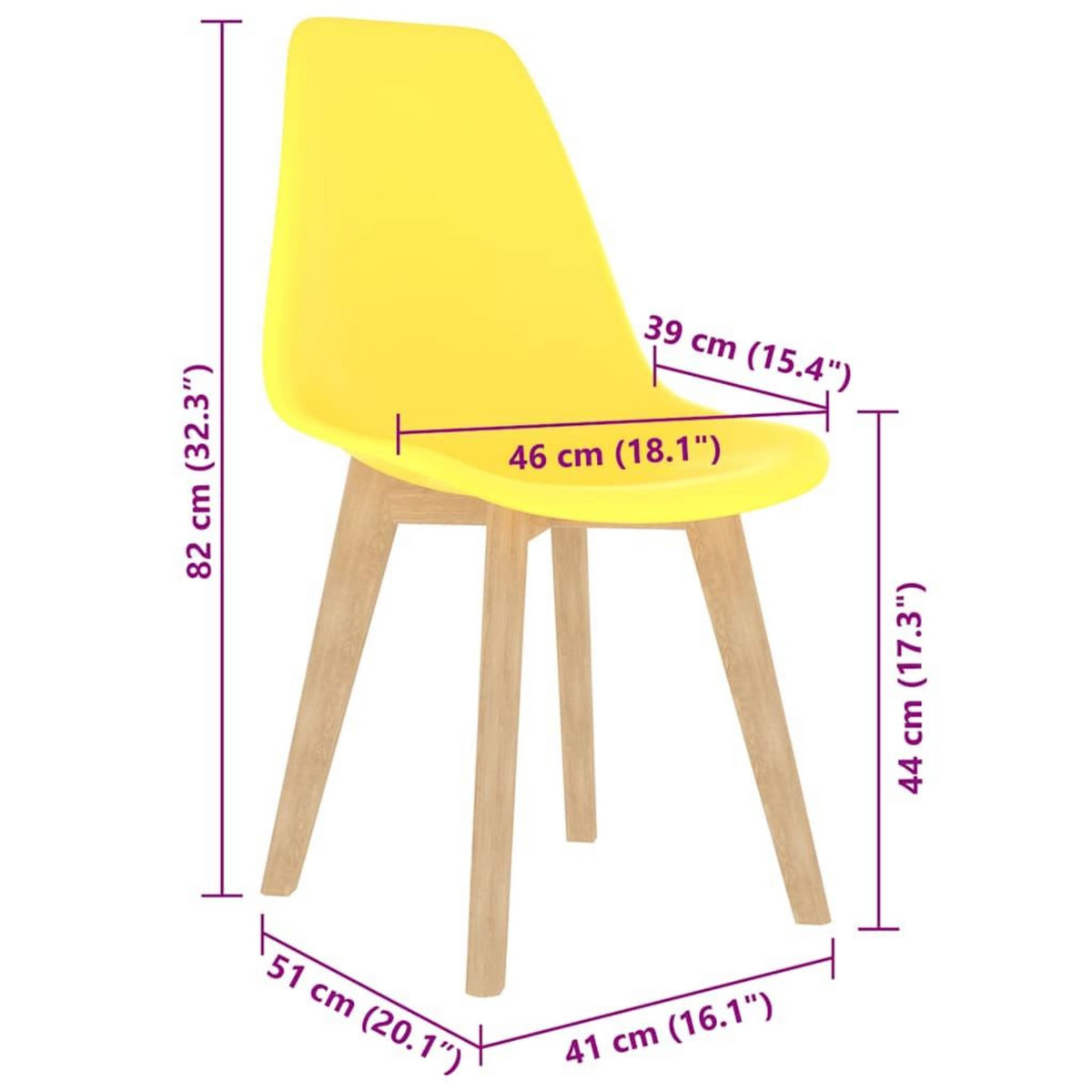VIDAXL Chaises a manger lot de 6 jaune plastique