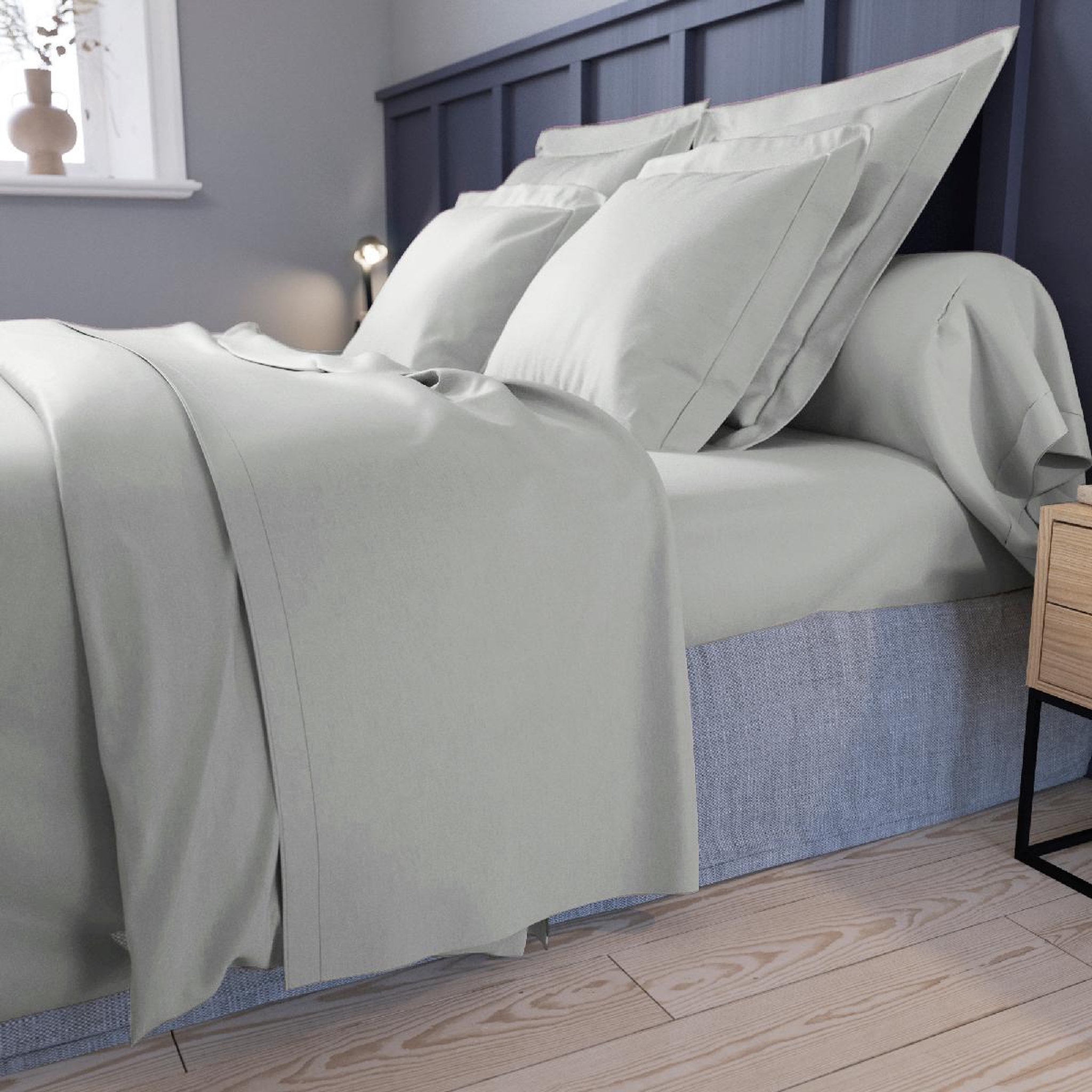 Voir la diapositive 3 : DODO Taie de traversin harmonie satin de coton coloris gris