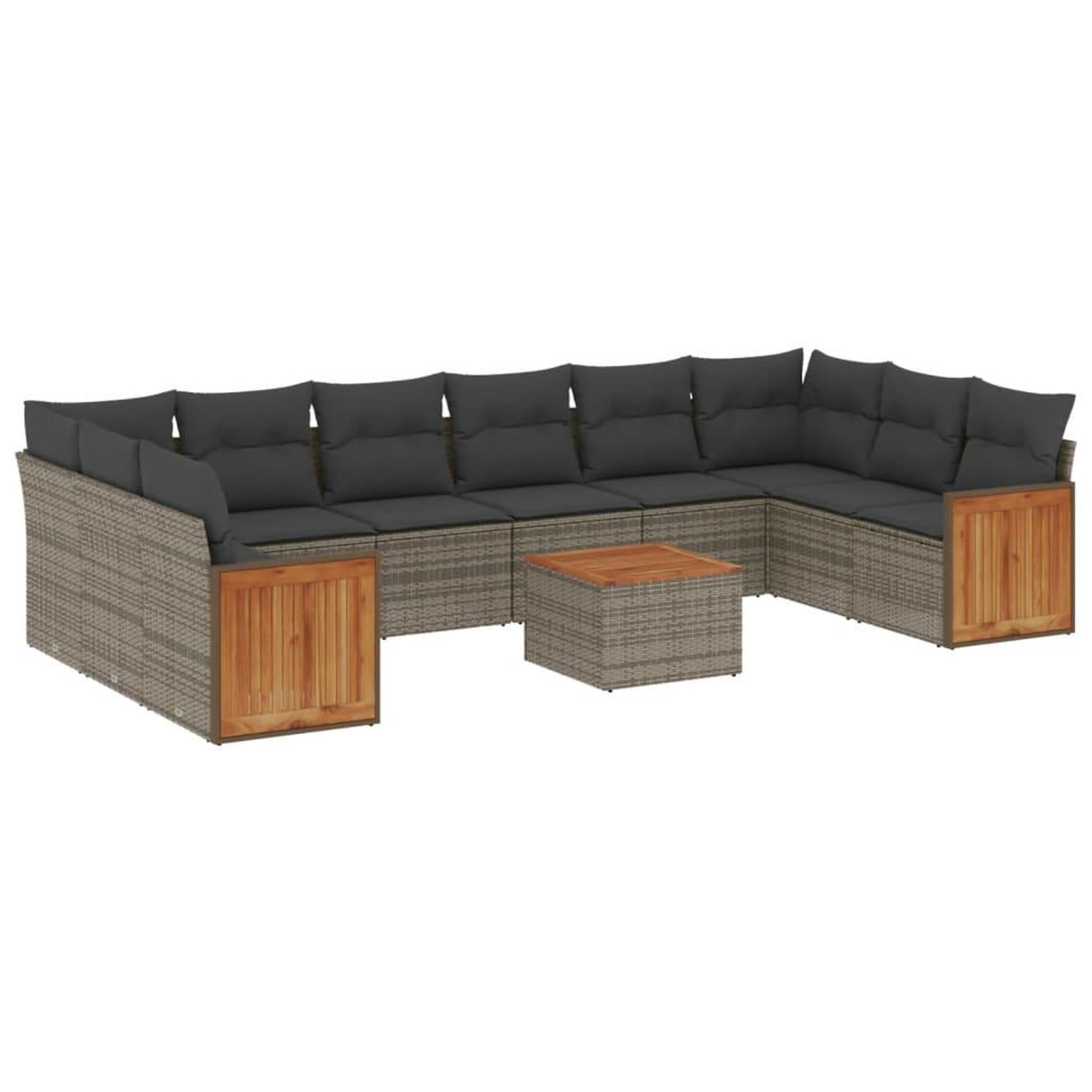 Voir la diapositive 2 : VIDAXL Salon de jardin 11 pcs avec coussins gris resine tressee