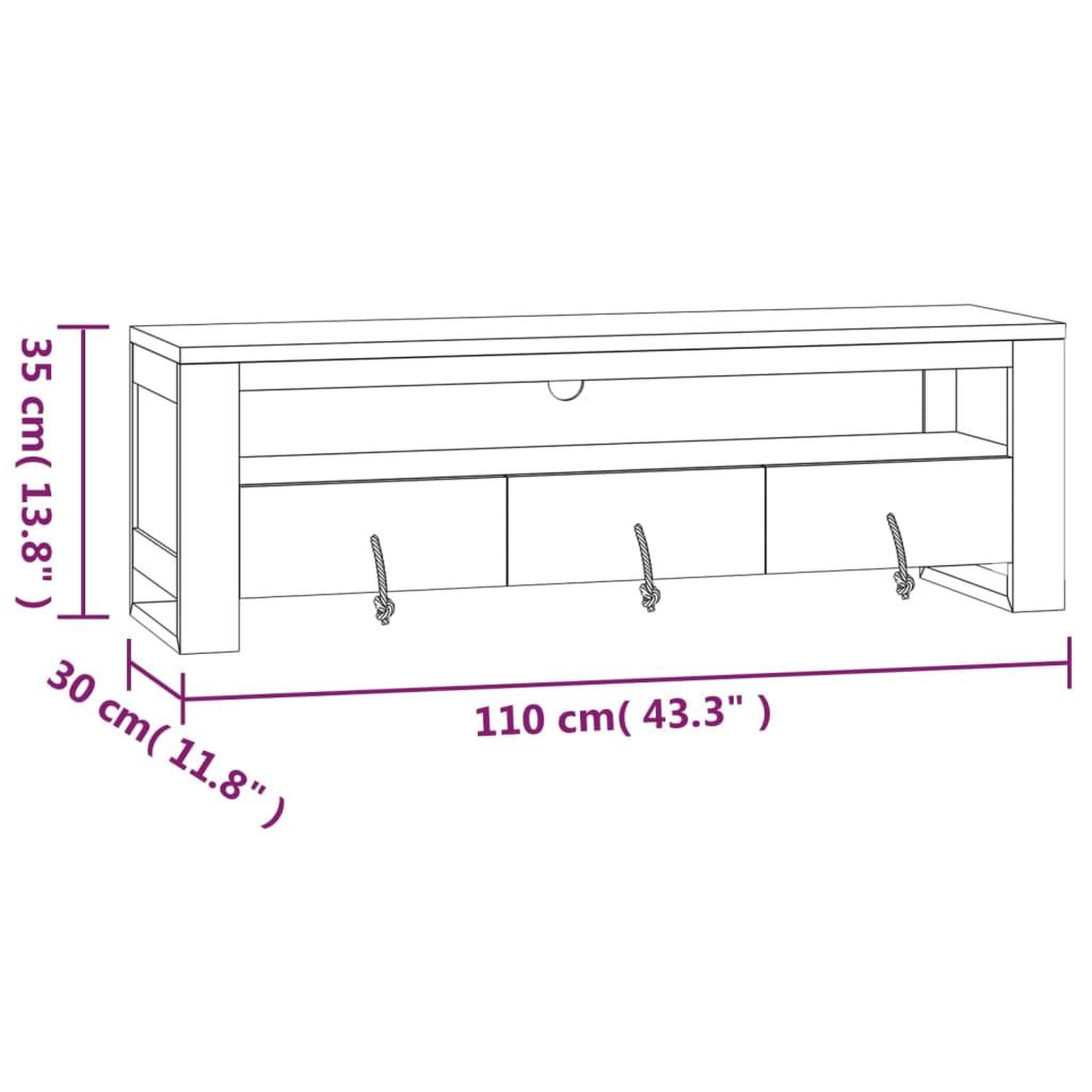 Voir la diapositive 6 : VIDAXL Meuble TV 110x30x35 cm Bois de teck solide