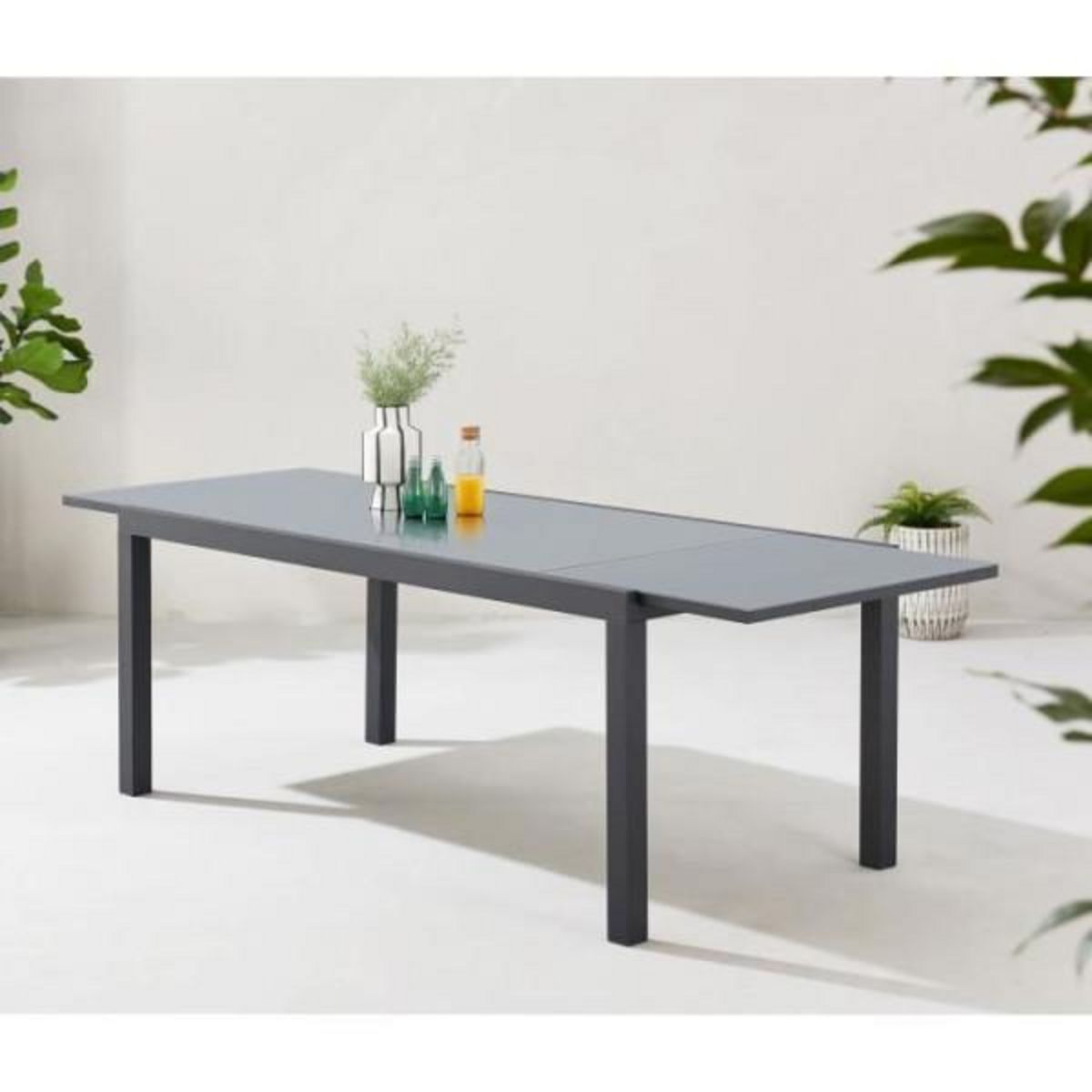 MARKET24 Ensemble repas de jardin 6 a 8 personnes : Table extensible 180-240 cm + 2 fauteuils + 6 chaises - Gris