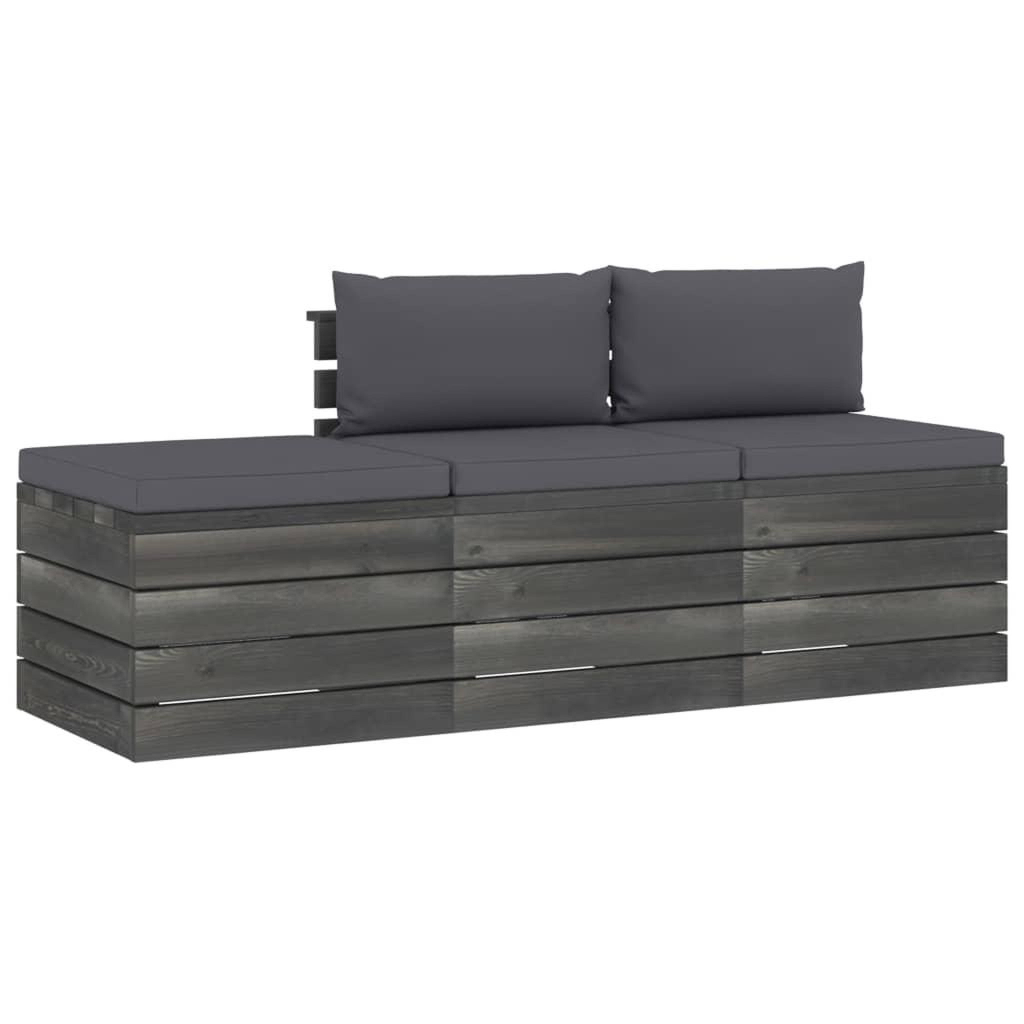 Voir la diapositive 2 : VIDAXL Salon palette de jardin 3 pcs avec coussins Bois de pin massif