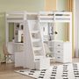 Voir la diapositive 2 : MERAX Lit combiné enfant 90x200cm bois coloris blanc
