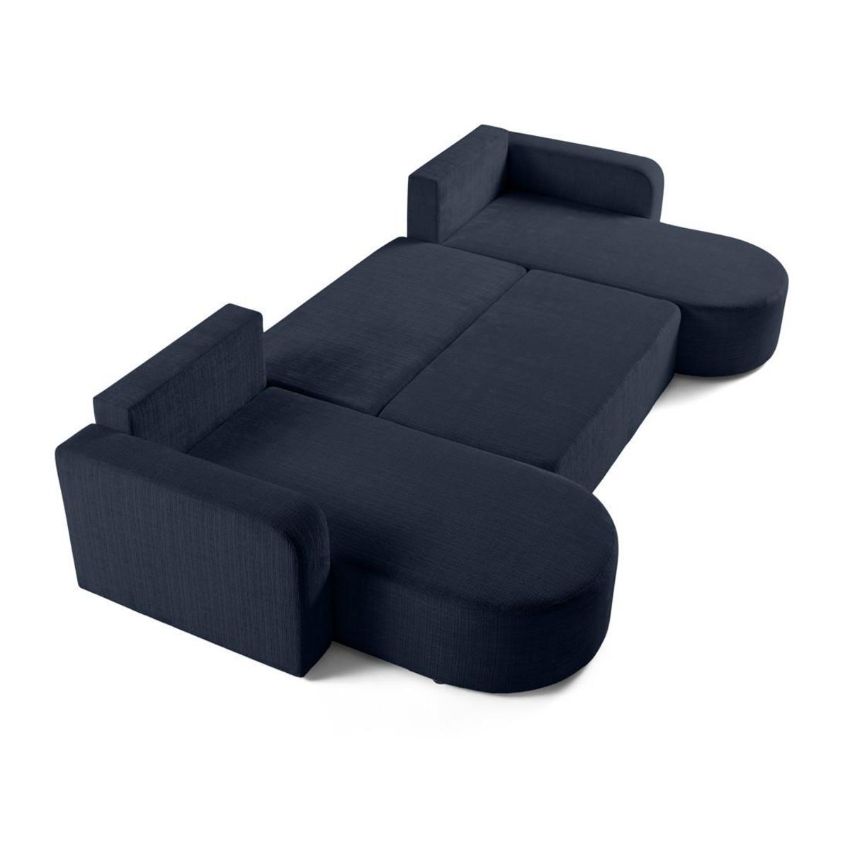 BEST MOBILIER Miro - canapé panoramique en u 7 places - convertible avec coffre - en velours texturé