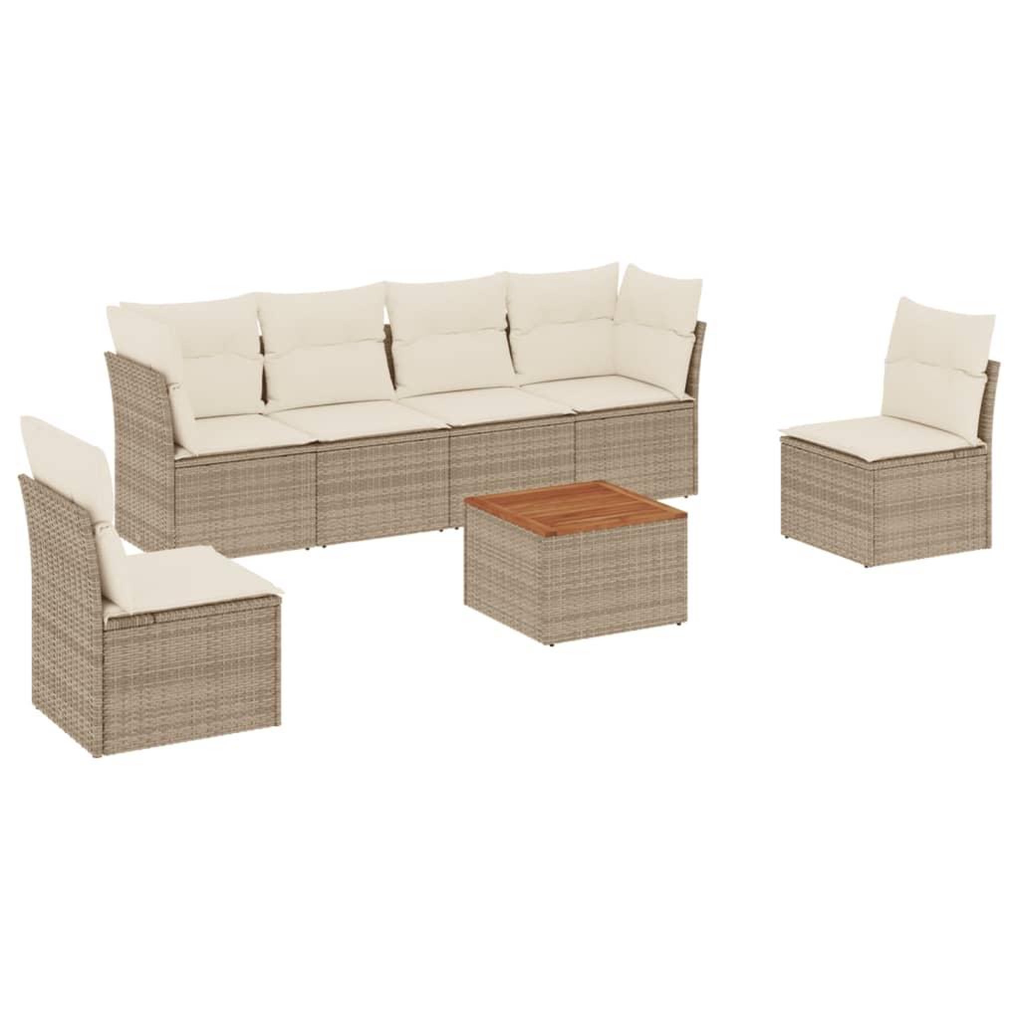 Voir la diapositive 2 : VIDAXL Salon de jardin avec coussins 7 pcs beige resine tressee