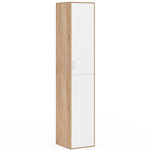 ID MARKET Armoire de bureau 180 cm multifonction SYLVIA blanc et bois 1 porte 3 étagères