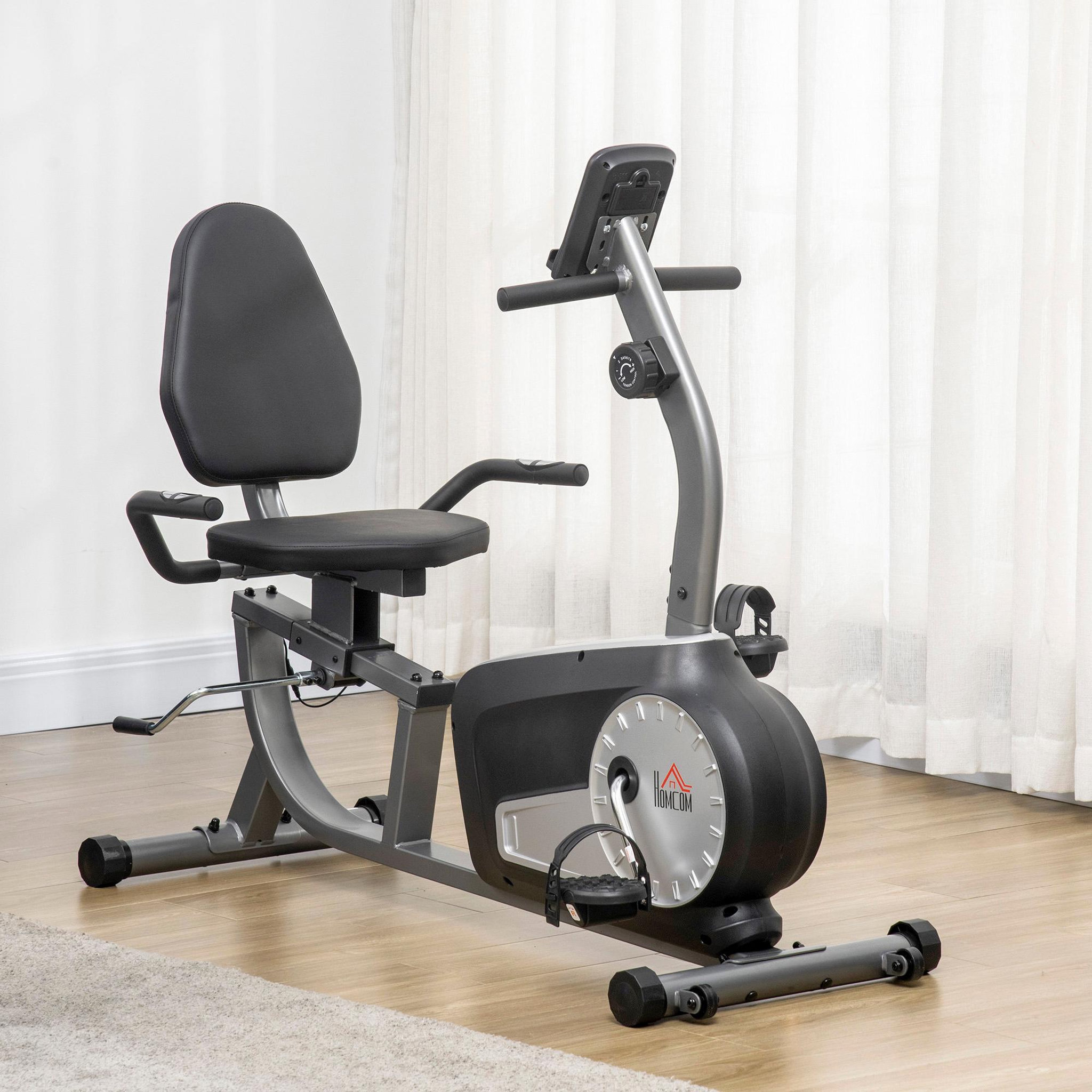 Voir la diapositive 2 : HOMCOM Vélo d'appartement semi-allongé magnétique réglable écran LCD - collaboration Aosom.fr x FFHandball - acier ABS gris noir