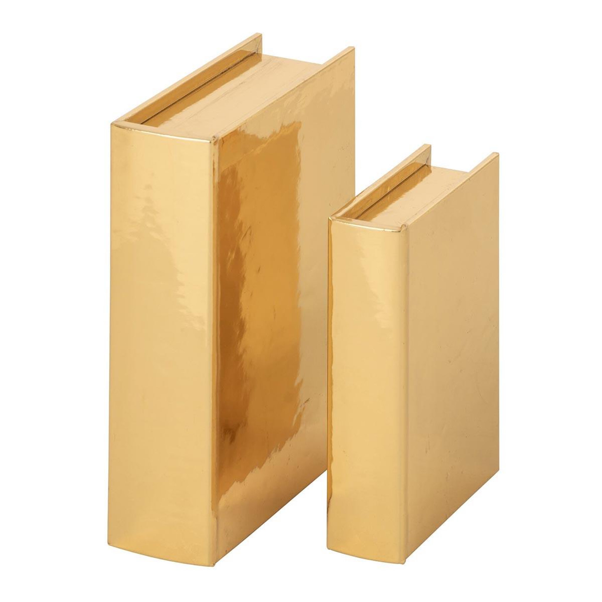 J-LINE Lot de 2 boîtes déco livre  romy  28cm doré