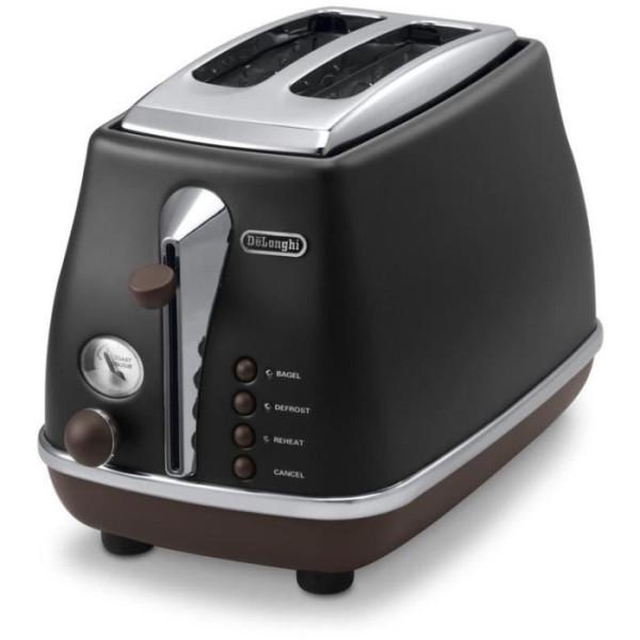 Voir la diapositive 1 : DELONGHI Grille Pain - Toaster Electrique  - DELONGHI - CTOV2103.BK - 900 W - 2 fentes - Noir mat / Chocolat