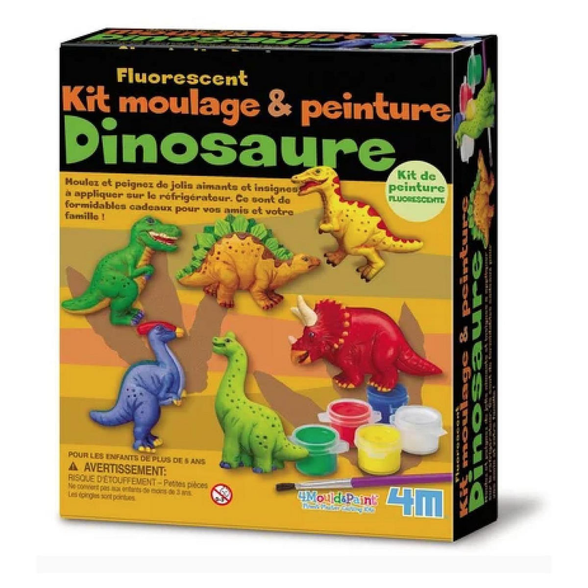 Graine créative Mouler et peindre - Theme dinosaure fluo
