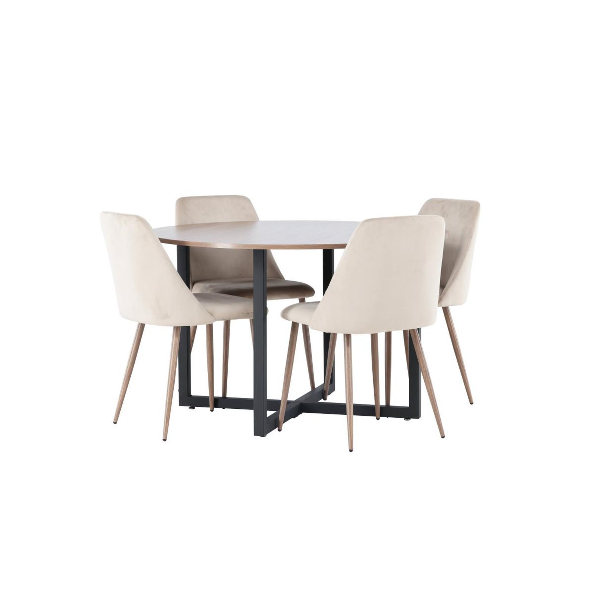 Voir la diapositive 3 : Paris Prix Ensemble table à manger & 4 chaises  durango & night  120cm noyer & marron
