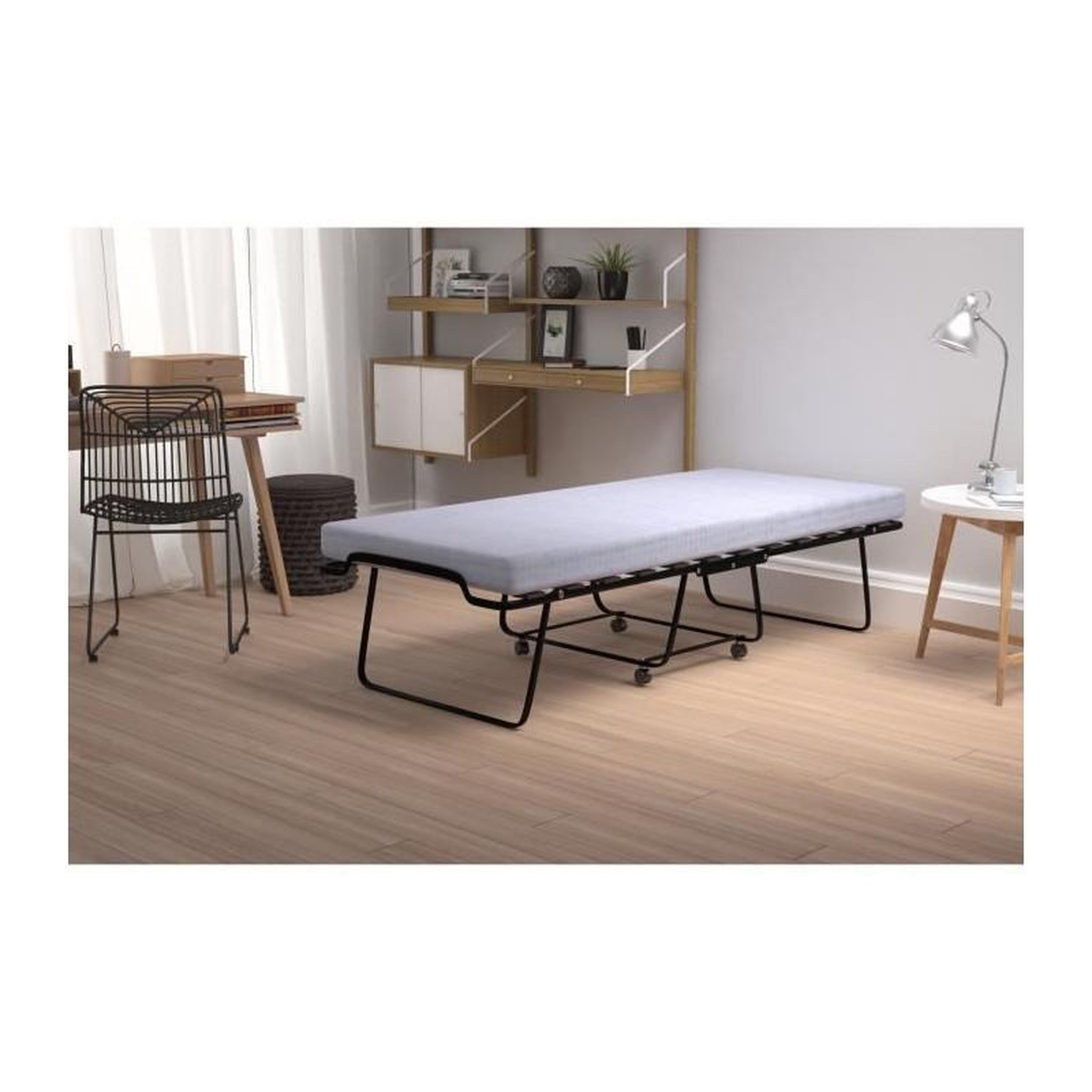 Voir la diapositive 3 : SEDAC SEDAC Lit dappoint pliant 17 lattes 90x190cm + Matelas mousse 10 cm