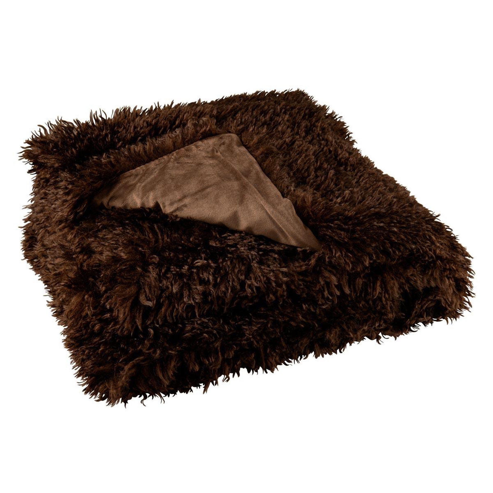 J-LINE Plaid Imitation Fourrure  Moutie  130x180cm Marron Foncé