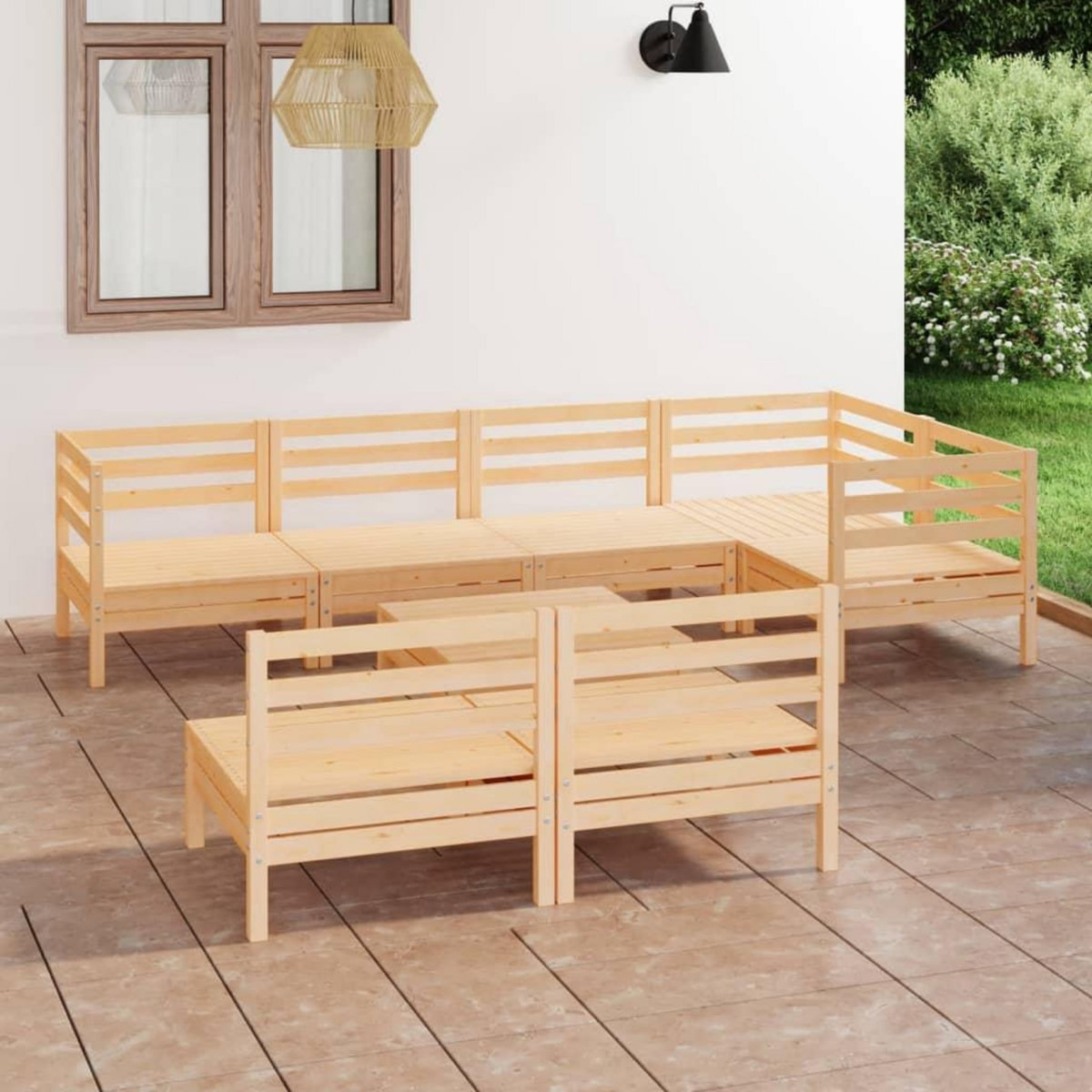 VIDAXL Salon de jardin 8 pcs Bois de pin massif
