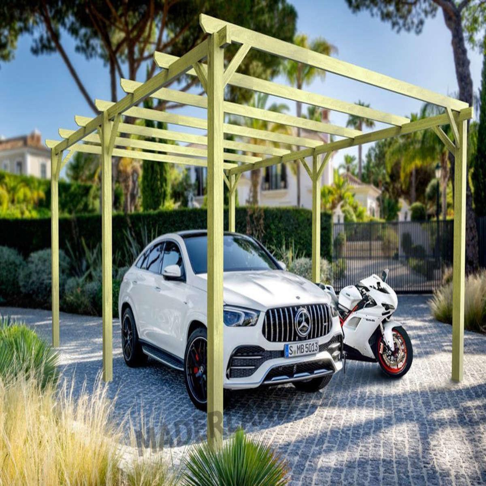 JARDIDECO Carport en bois Nanterre 600 x 420 cm - Maderland