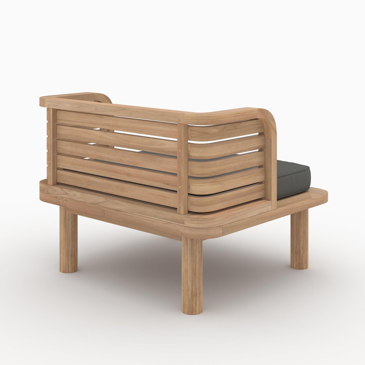 Rendez vous déco Salon de jardin 2 places en teck et tissu gris, 2 fauteuils-Kilda