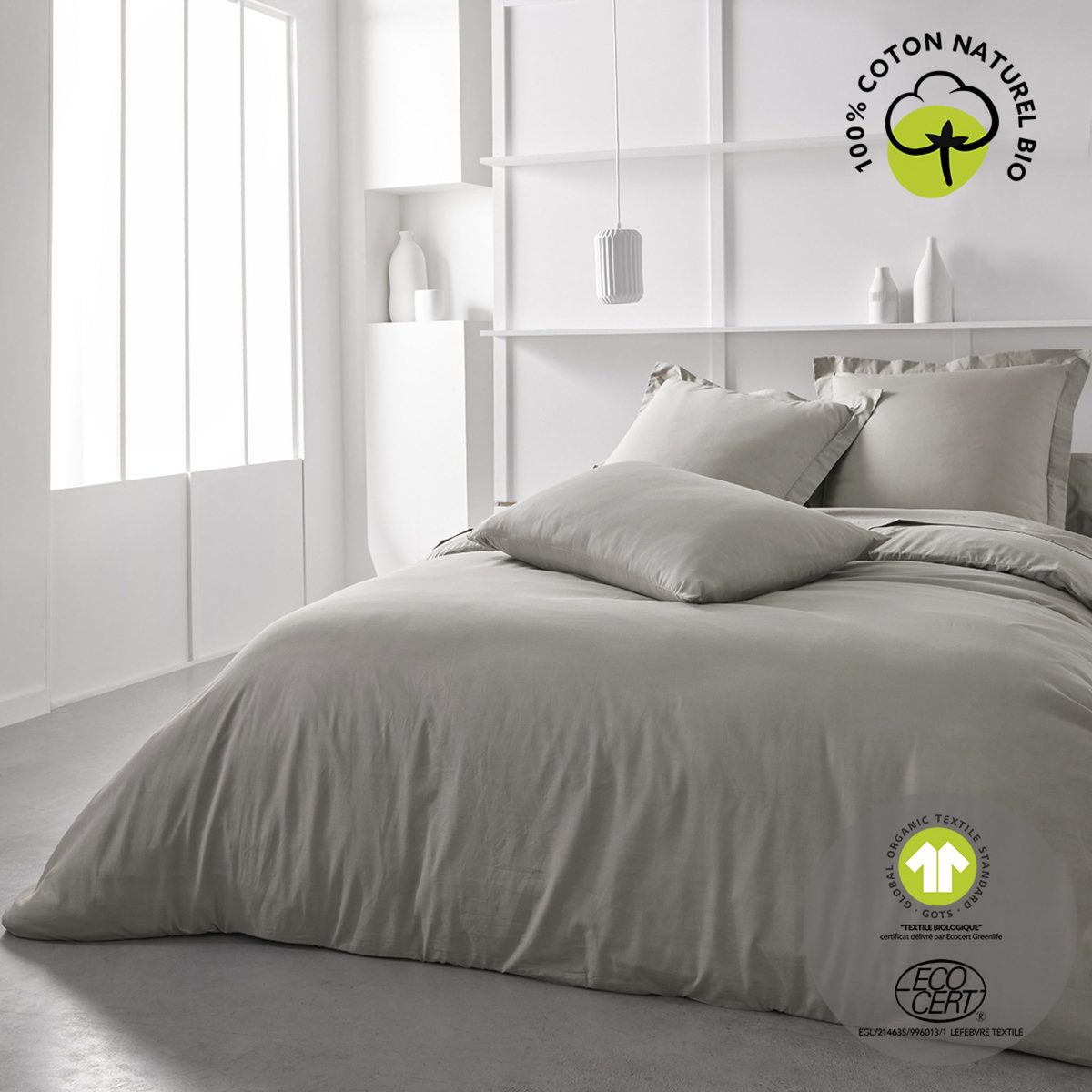 TODAY Taie d'oreiller unie en Coton 57 fils ORGANIC 