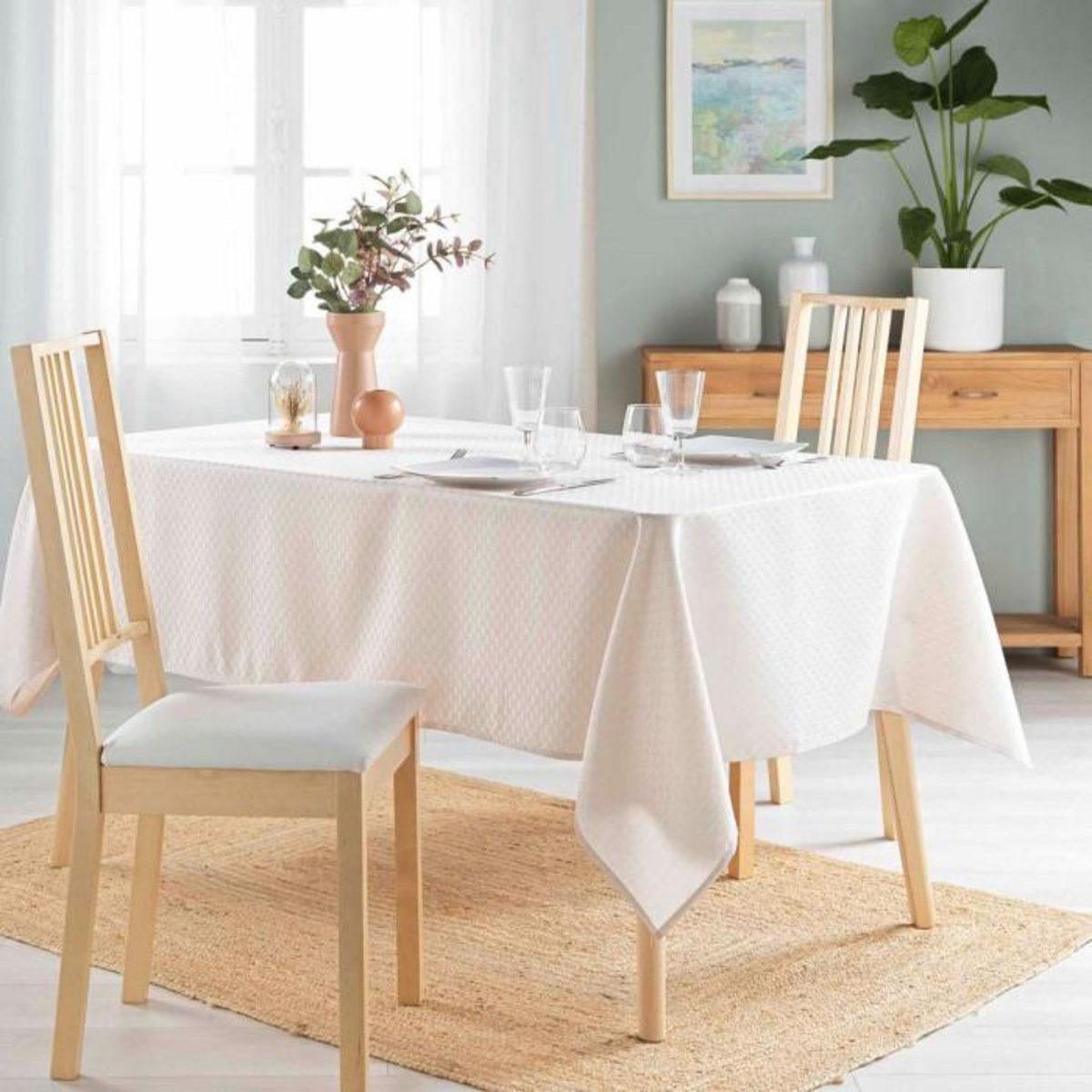 Paris Prix Nappe Jacquard Imprimé  Artea  140x240cm Naturel