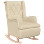 Voir la diapositive 2 : VIDAXL Fauteuil et pieds a bascule en bois d'hevea solide creme Tissu