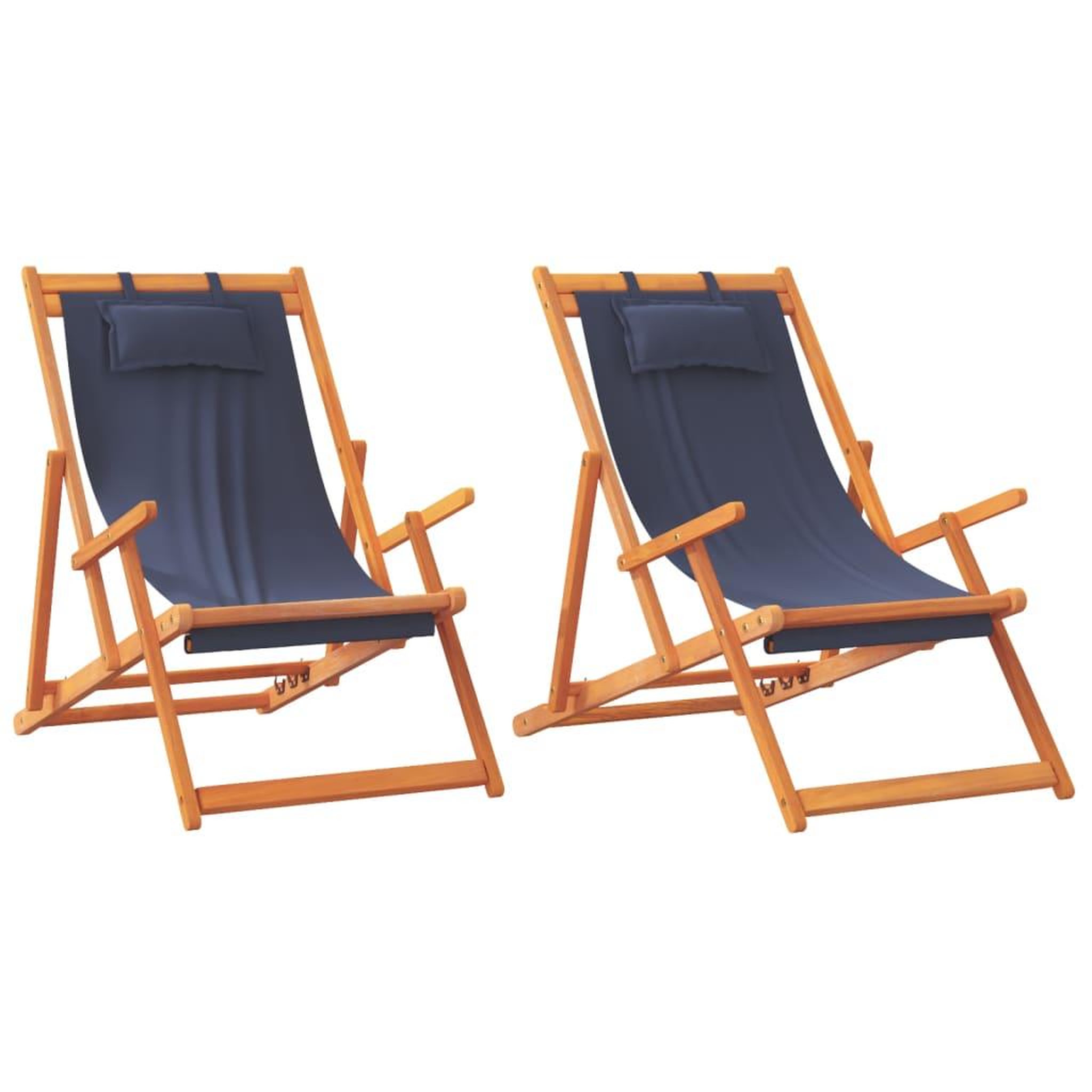 Voir la diapositive 2 : VIDAXL Chaises de plage pliables lot de 2 bleu tissu