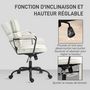 Voir la diapositive 5 : HOMCOM Chaise de bureau design néo-rétro - double dossier accoudoirs rembourrés - acier noir synthétique crème