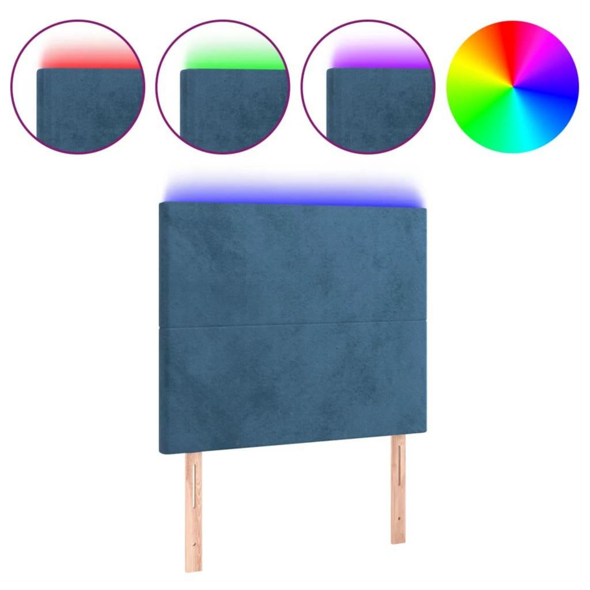 VIDAXL Tete de lit a LED Bleu fonce 100x5x118/128 cm Velours