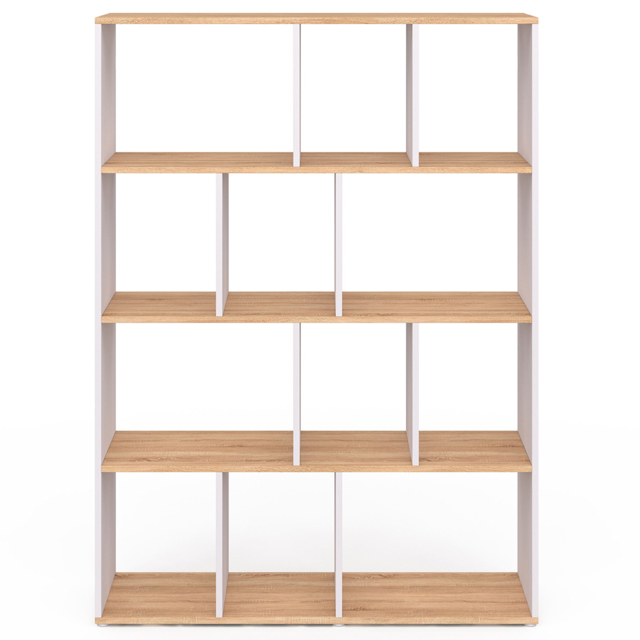 Voir la diapositive 3 : ID MARKET Etagère bibliothèque jena 4 niveaux blanc et effet bois 143 cm