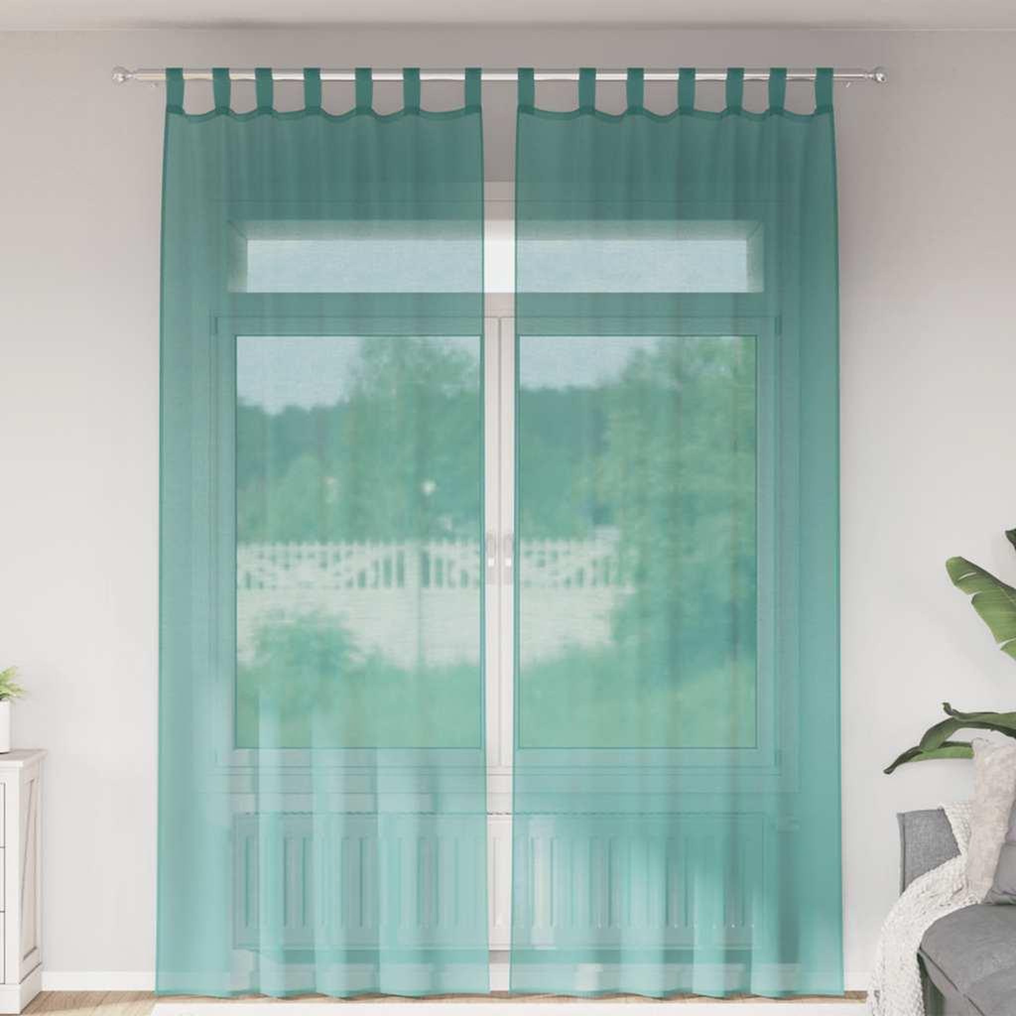VIDAXL Rideaux en voile avec passe-tringles 2 pcs turquoise