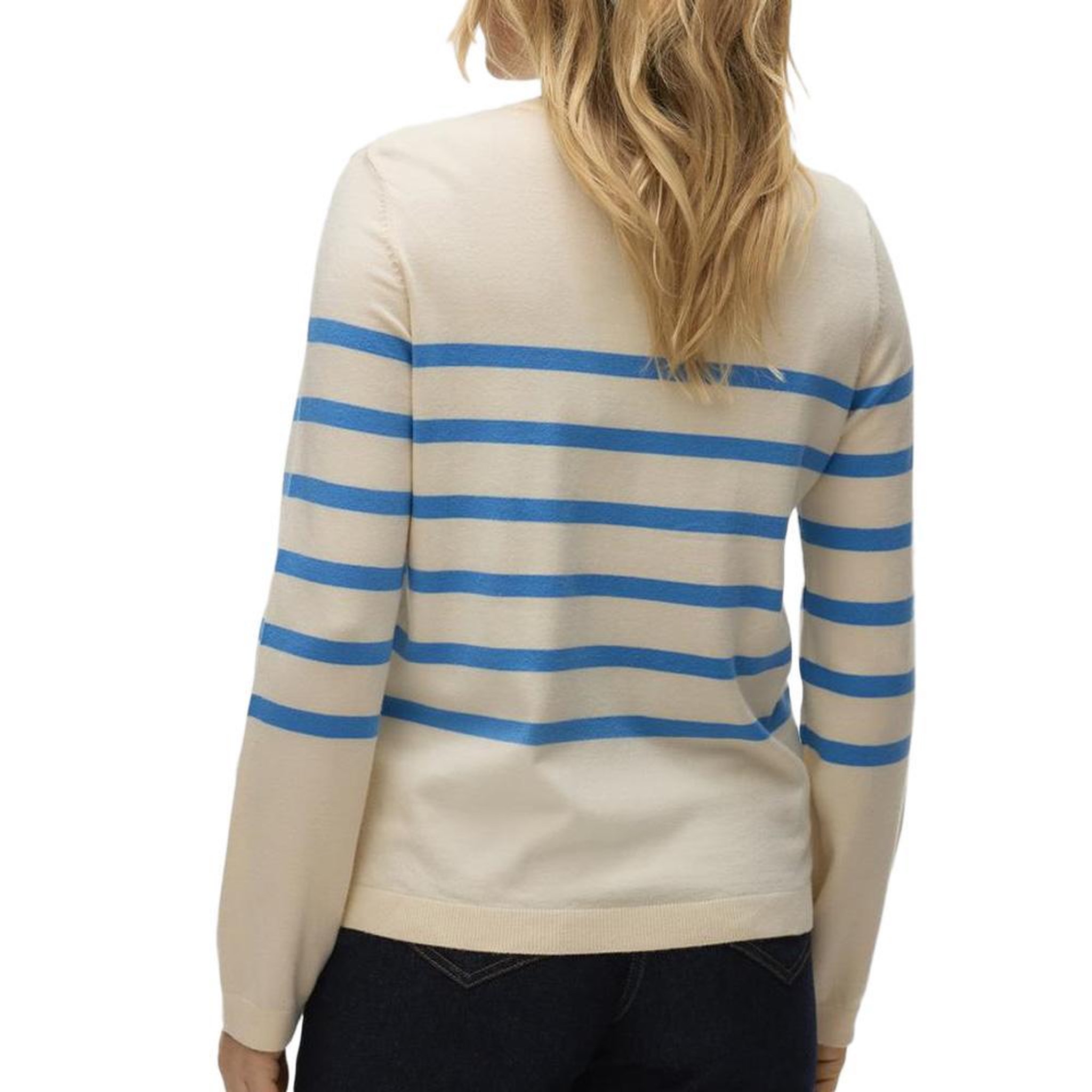 Voir la diapositive 2 : Vero Moda Pull Ecru/Bleu Femme Vero Moda Saba