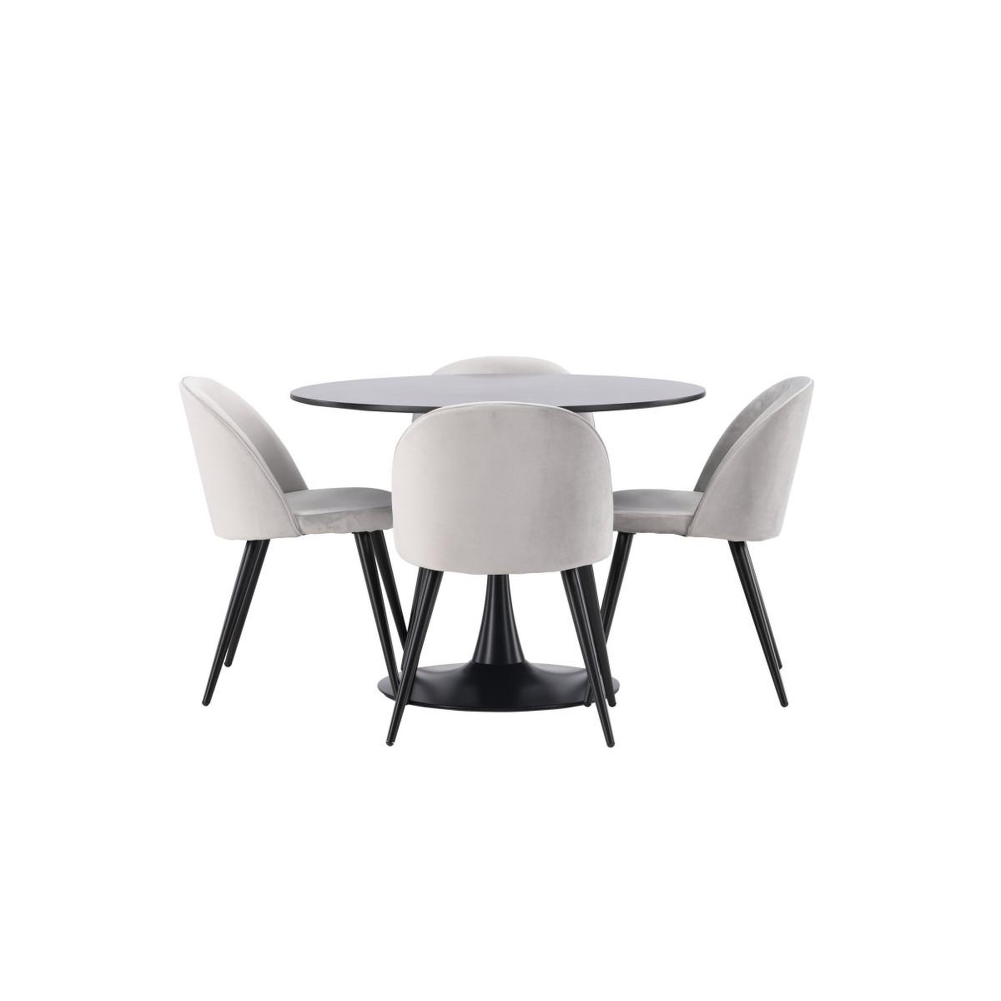Voir la diapositive 2 : Paris Prix Ensemble table à manger & 4 chaises  glade & velvet  100cm noir & gris
