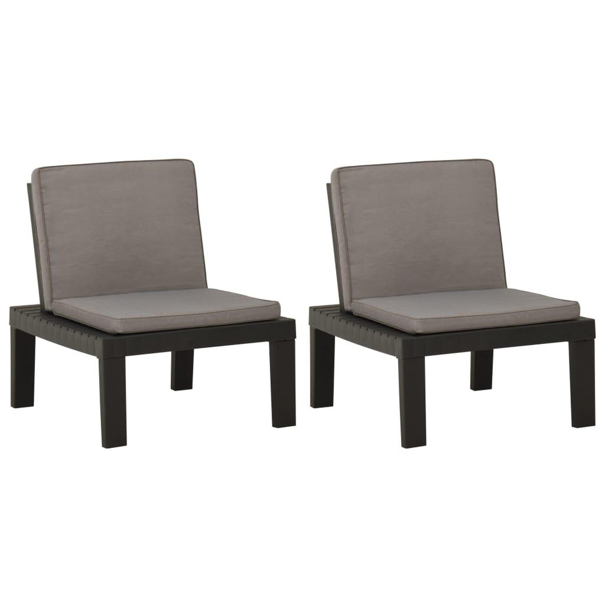 Voir la diapositive 2 : VIDAXL Chaises de salon de jardin et coussins lot de 2 Plastique Gris
