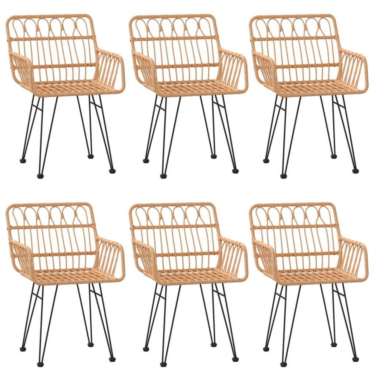 VIDAXL Ensemble a manger de jardin 7 pcs Resine tressee