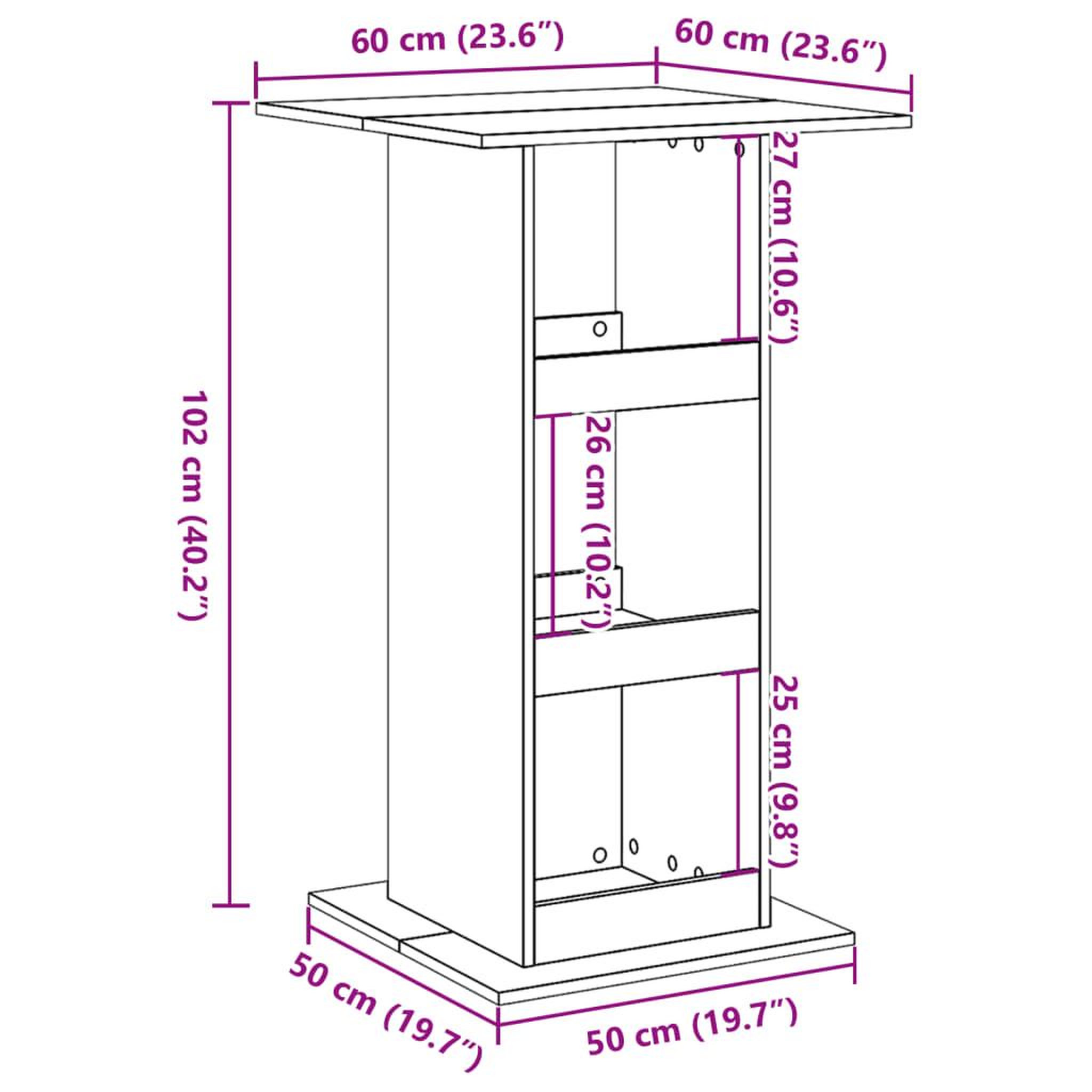 Voir la diapositive 6 : VIDAXL Table de bar avec rangement noir 60x60x102 cm bois d'ingenierie