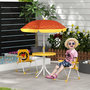Voir la diapositive 2 : OUTSUNNY Ensemble salon de jardin enfant 4 pcs design lion - chaises pliables - métal polyester jaune rouge