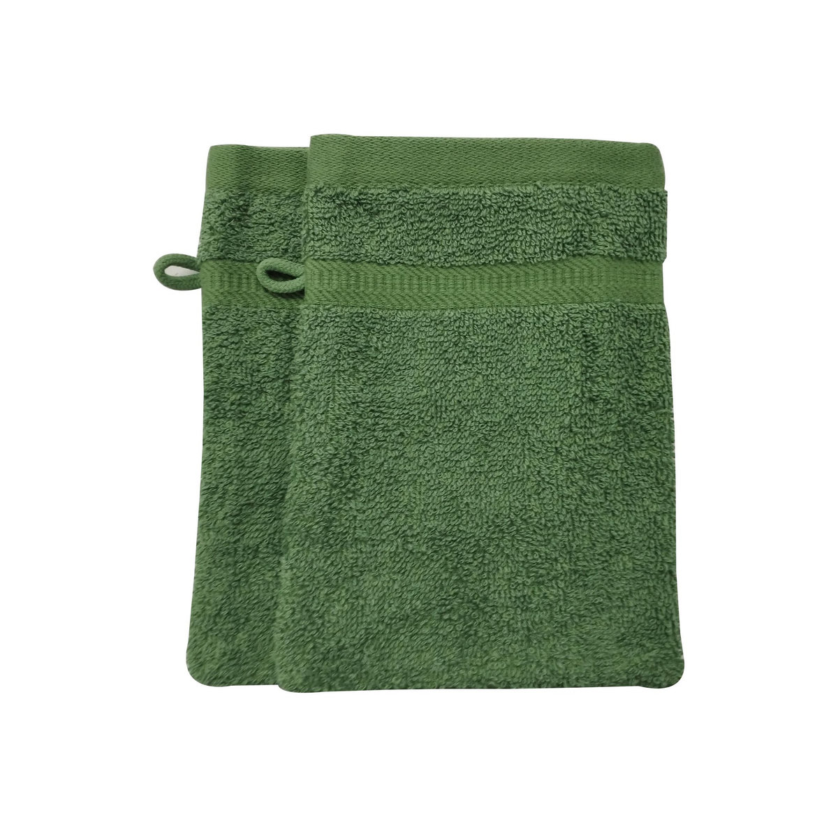 Lot de 2 gants de toilette uni en coton 450 g/m²