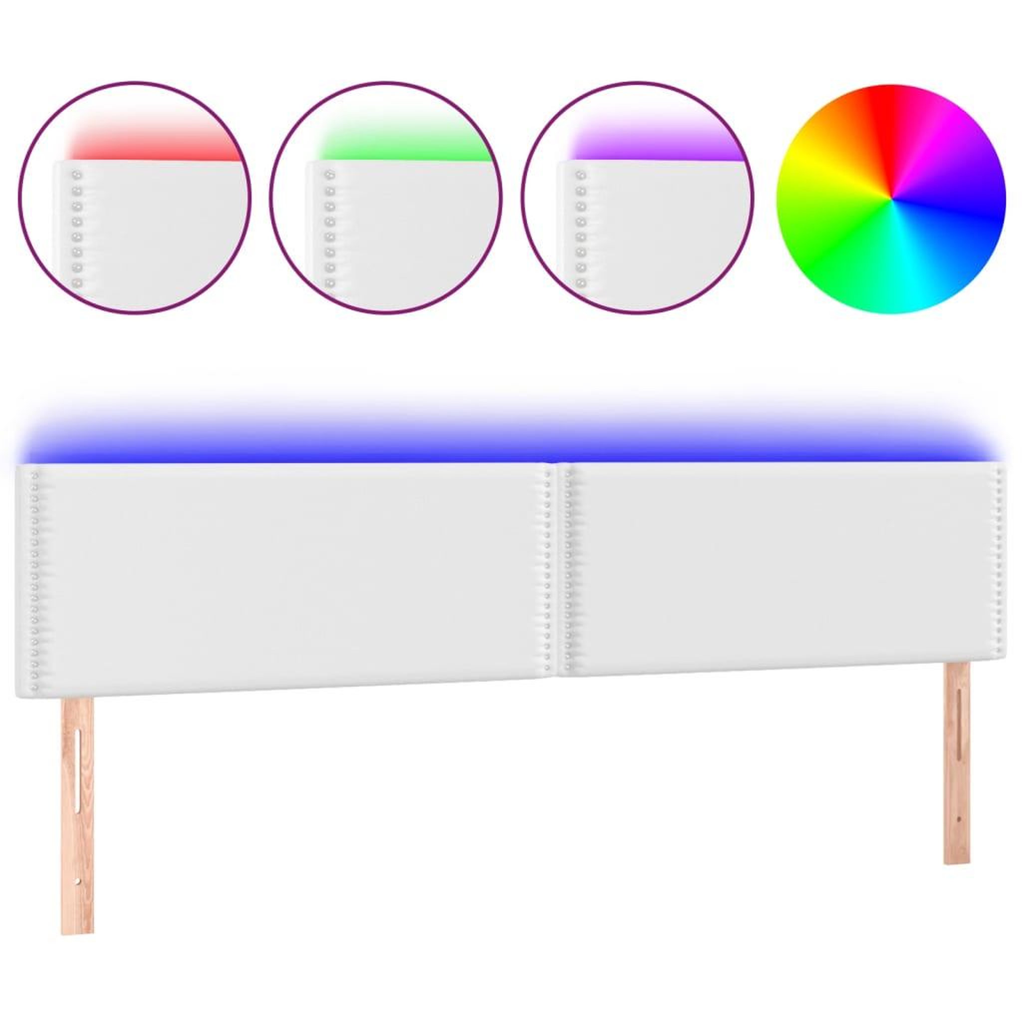 Voir la diapositive 2 : VIDAXL Tete de lit a LED Blanc 160x5x78/88 cm Similicuir