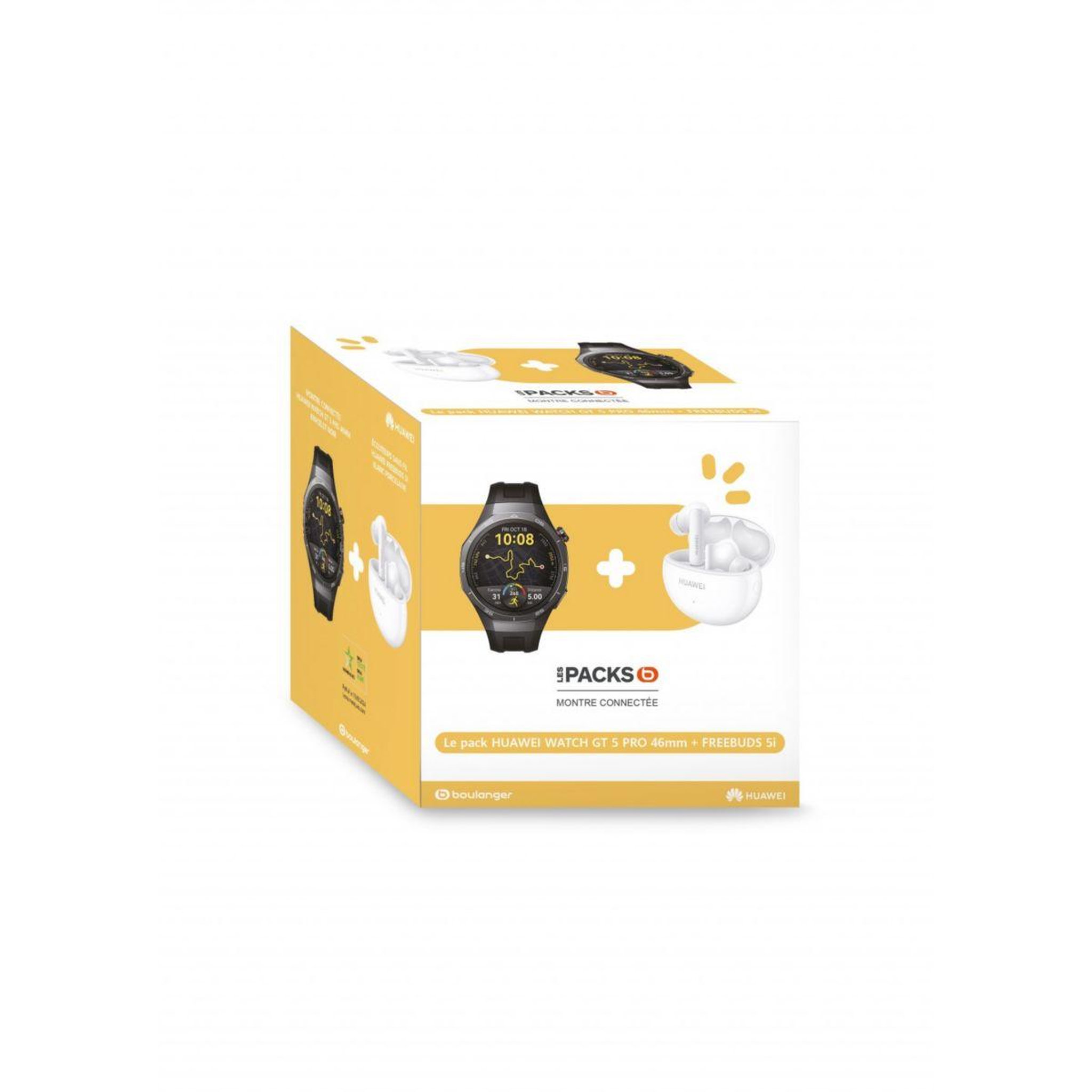 Voir la diapositive 1 : HUAWEI Montre connectée Pack Watch GT5Pro 46mm Noir +Buds Blancs