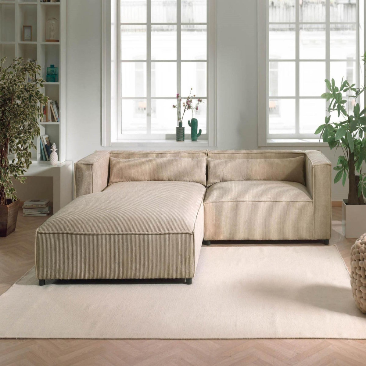 LISA DESIGN Ela - canapé d'angle gauche 4 places - en velours côtelé - style contemporain